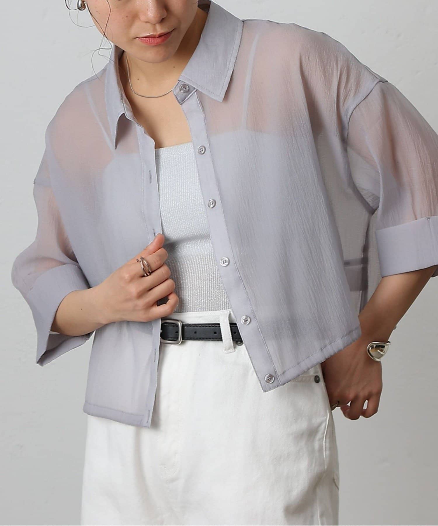 COLONY 2139(コロニー トゥーワンスリーナイン) 【リバイバル】シアー裾ドロストワイドスリーブシャツ