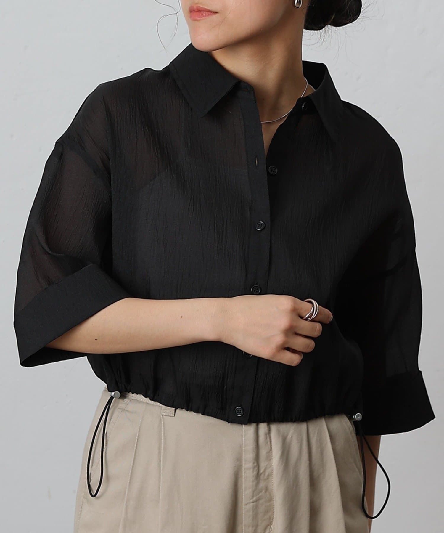 COLONY 2139(コロニー トゥーワンスリーナイン) 【リバイバル】シアー裾ドロストワイドスリーブシャツ