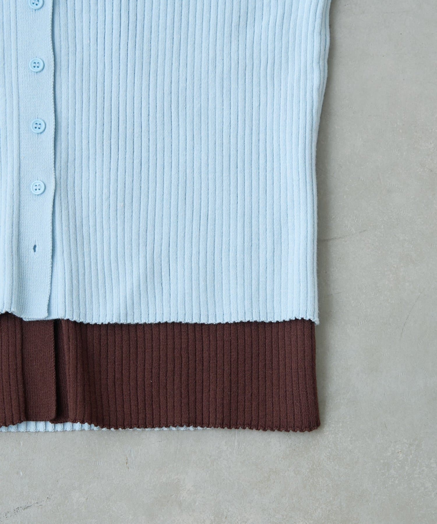 CIAOPANIC TYPY(チャオパニックティピー) 【マイナス3kg見え】レイヤードライクマルチウェイ配色リブニットカーデ