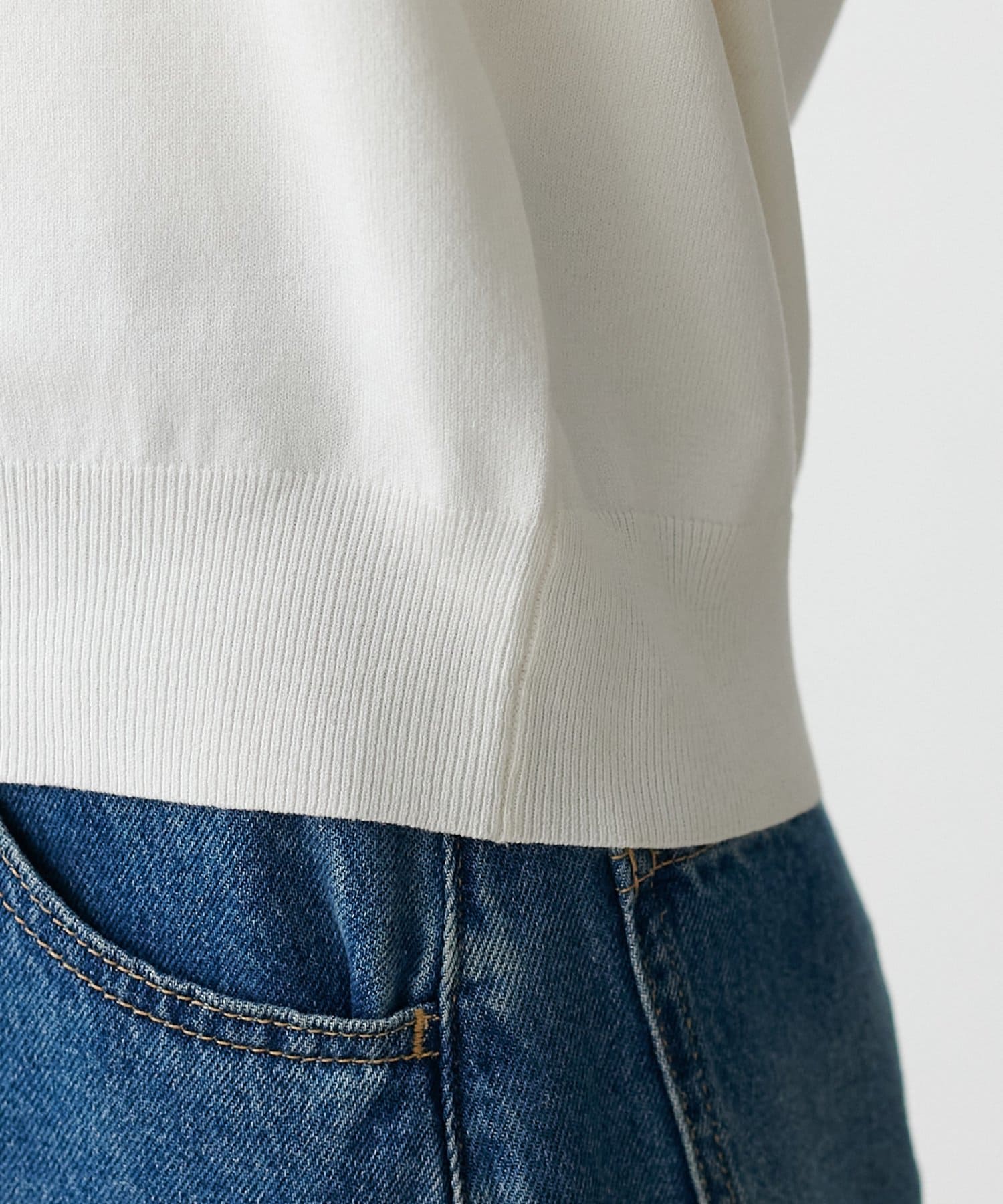 DISCOAT(ディスコート) UVサラモチメタル釦半袖クルーカーディガン