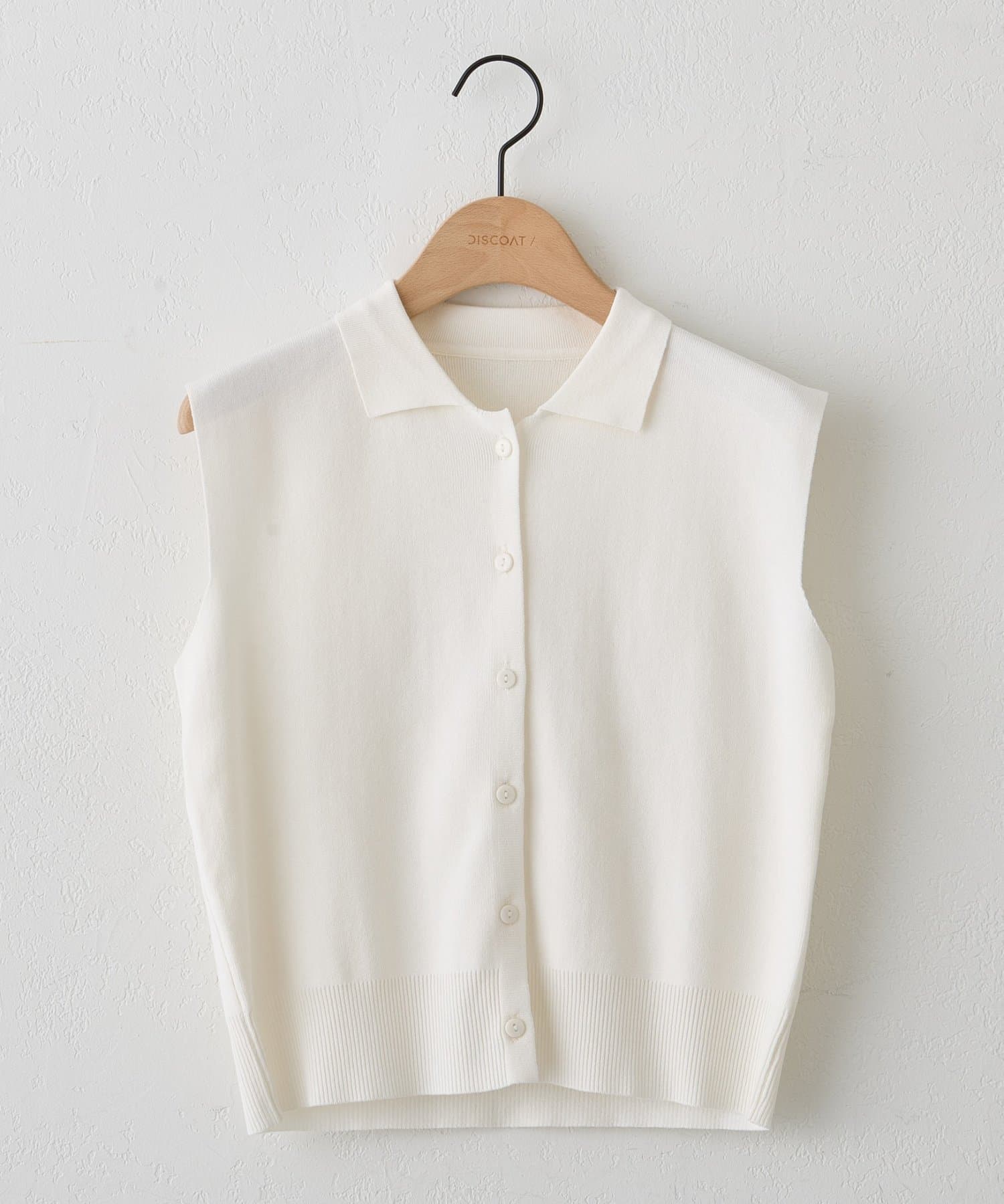 DISCOAT(ディスコート) 【UVカット】サラモチ衿付き前開きノースリーブ