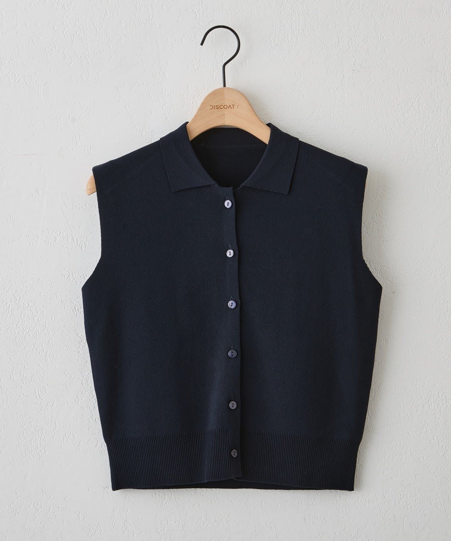 DISCOAT(ディスコート) 【UVカット】サラモチ衿付き前開きノースリーブ