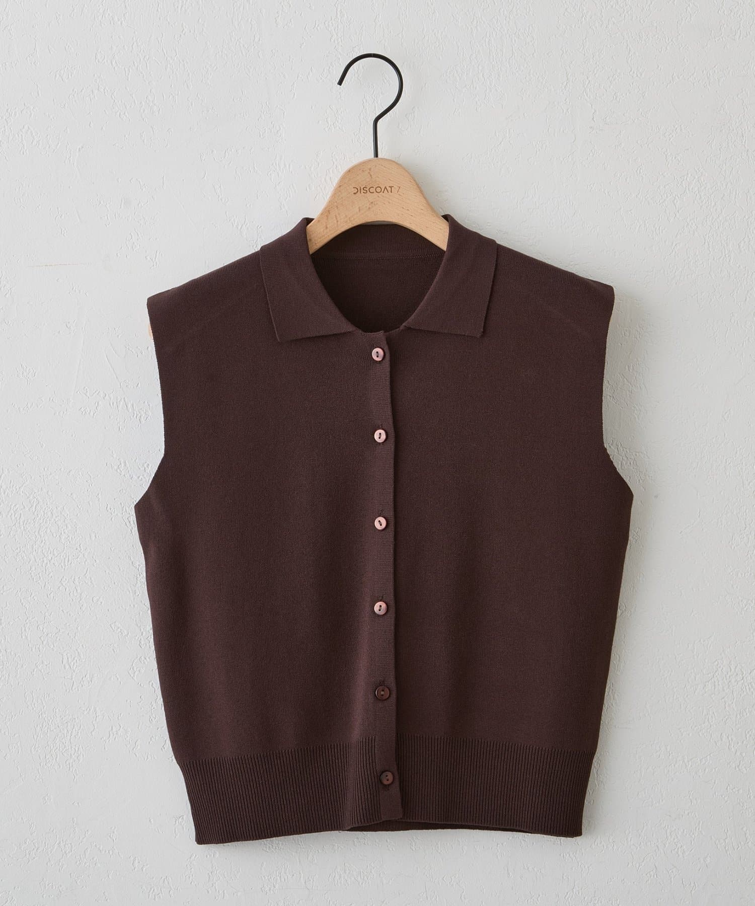 DISCOAT(ディスコート) 【UVカット】サラモチ衿付き前開きノースリーブ