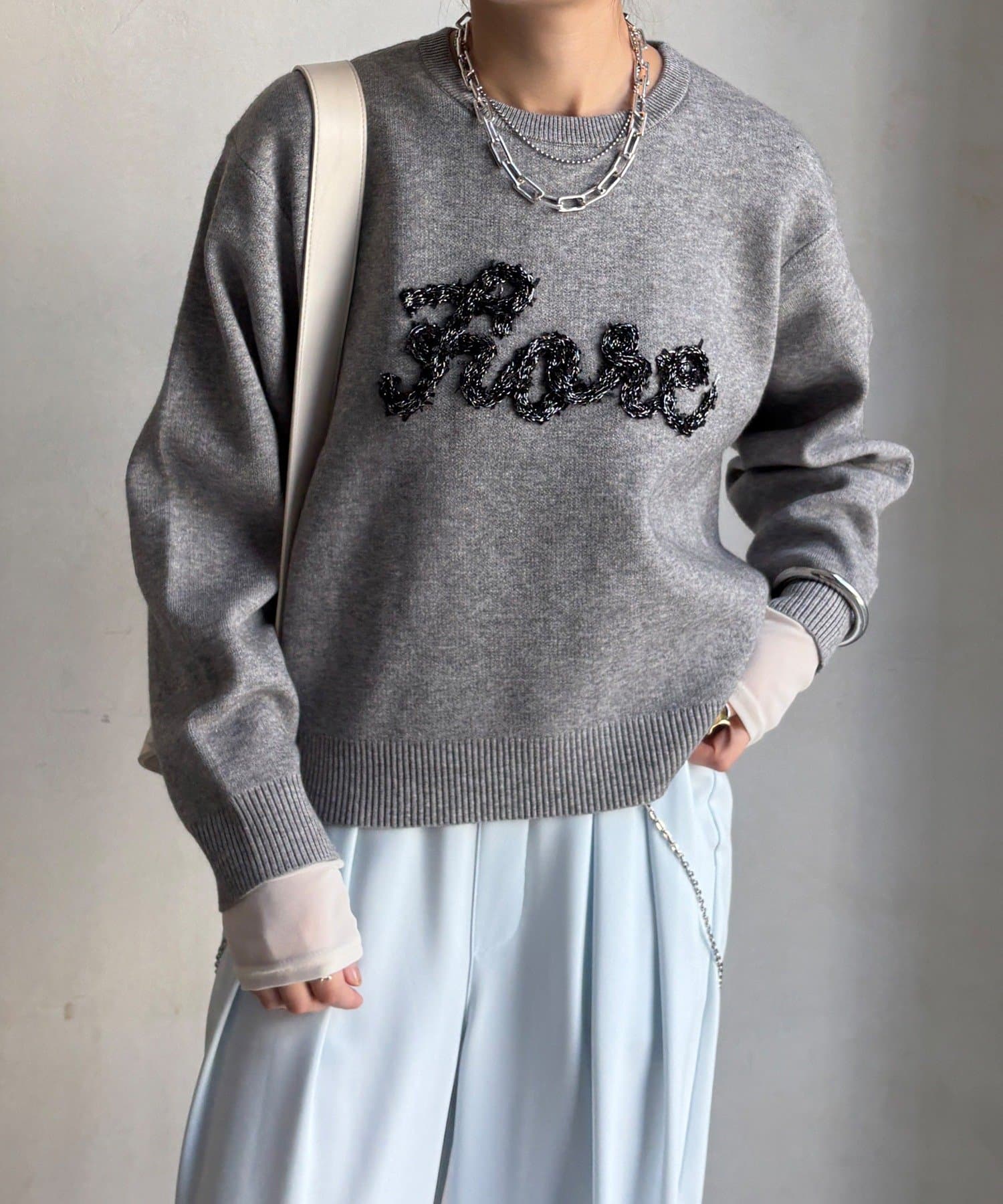 DOUDOU(ドゥドゥ) 【セットアップ対応/WEB限定】ツイードテープロゴニット