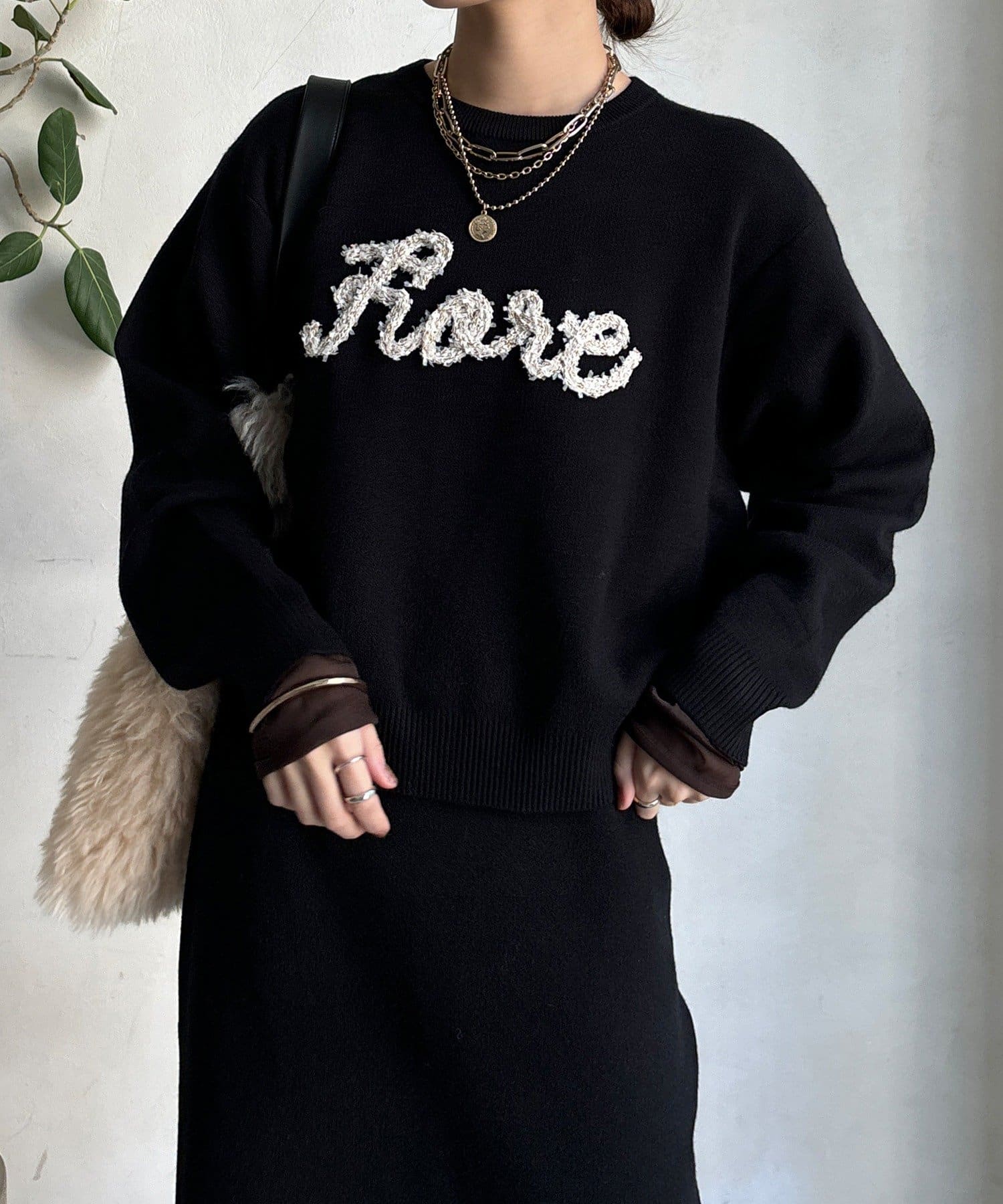 DOUDOU(ドゥドゥ) 【セットアップ対応/WEB限定】ツイードテープロゴニット