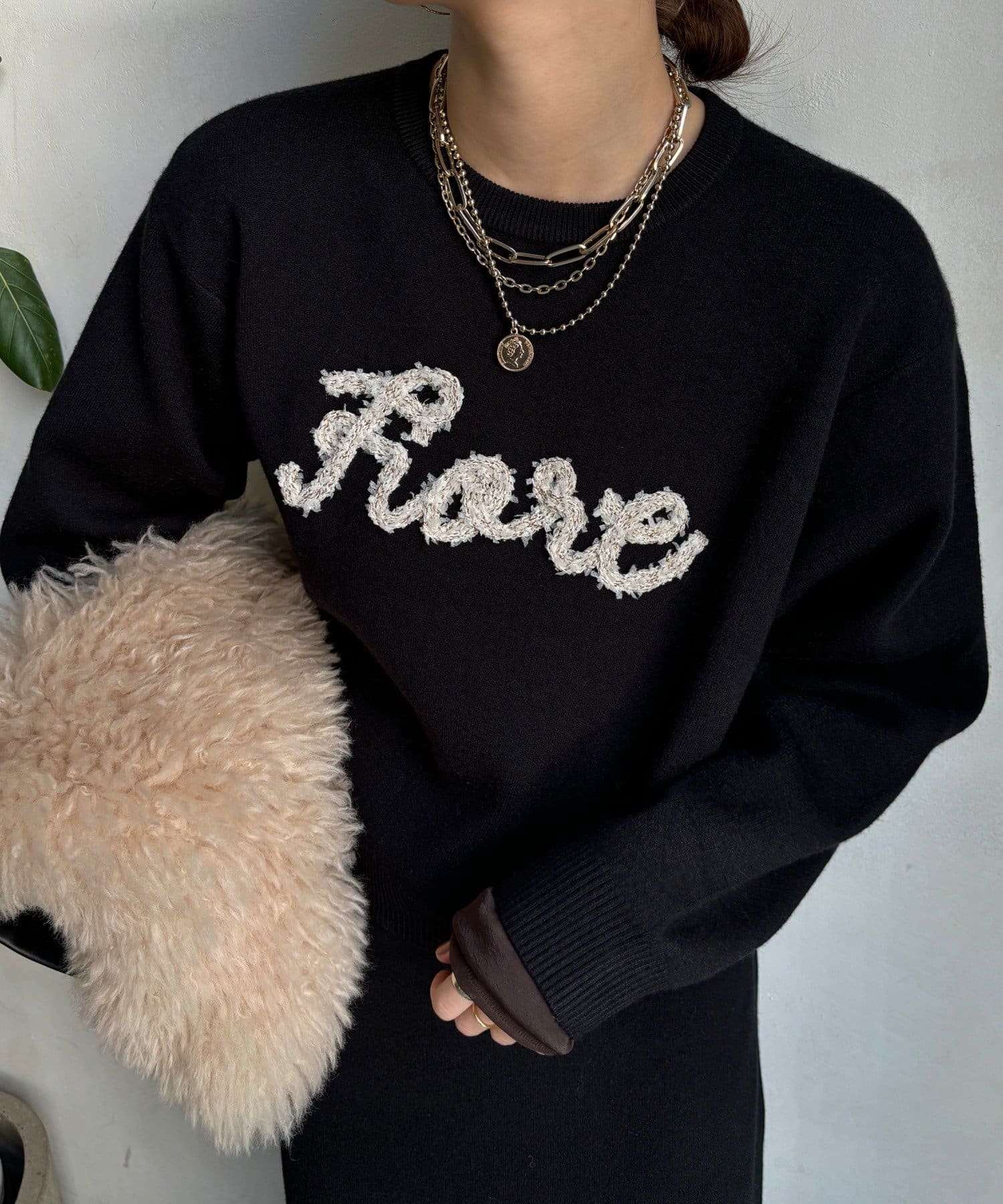 DOUDOU(ドゥドゥ) 【セットアップ対応/WEB限定】ツイードテープロゴニット