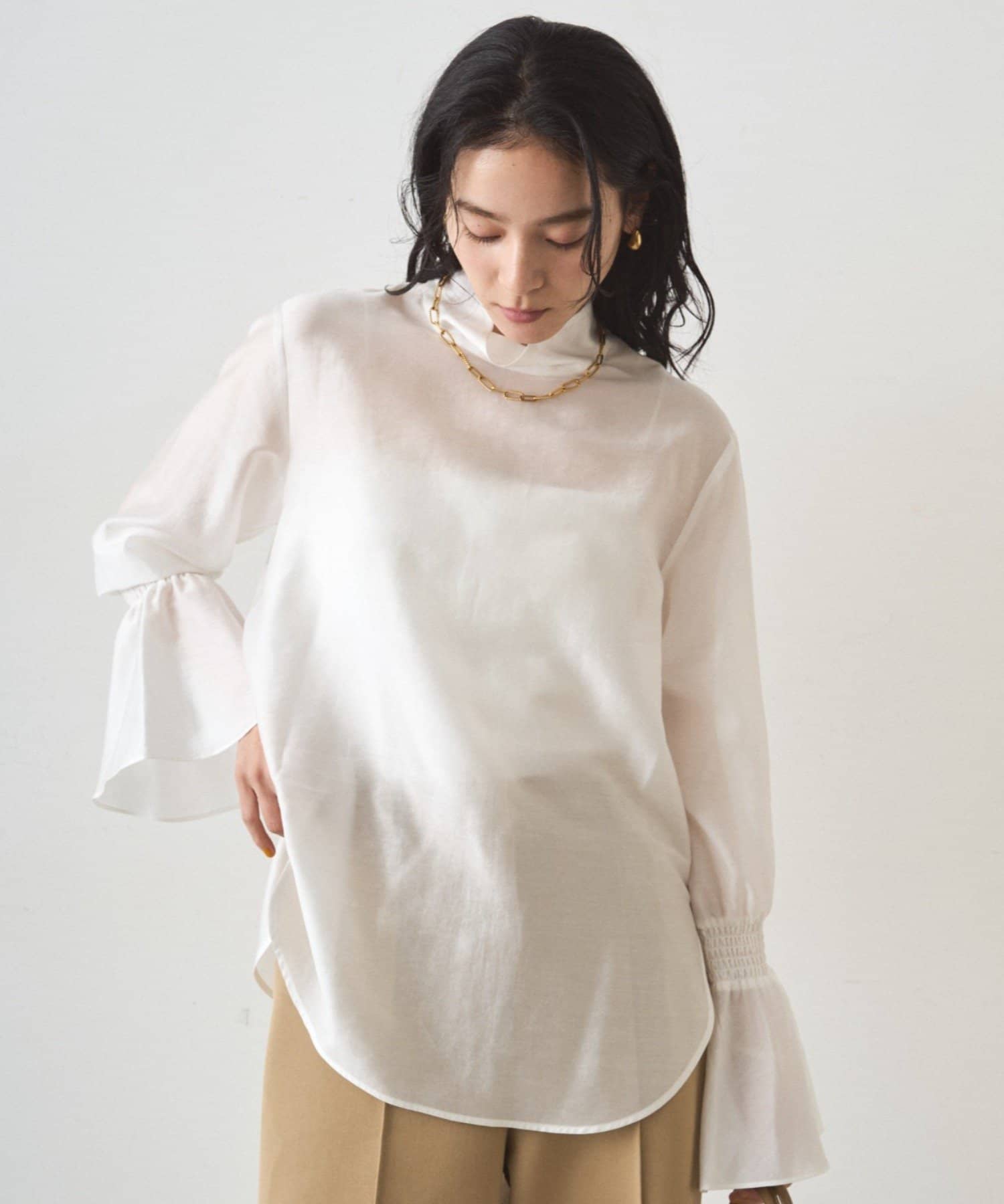 LOUNGEDRESS(ラウンジドレス) シアーハイネックブラウス