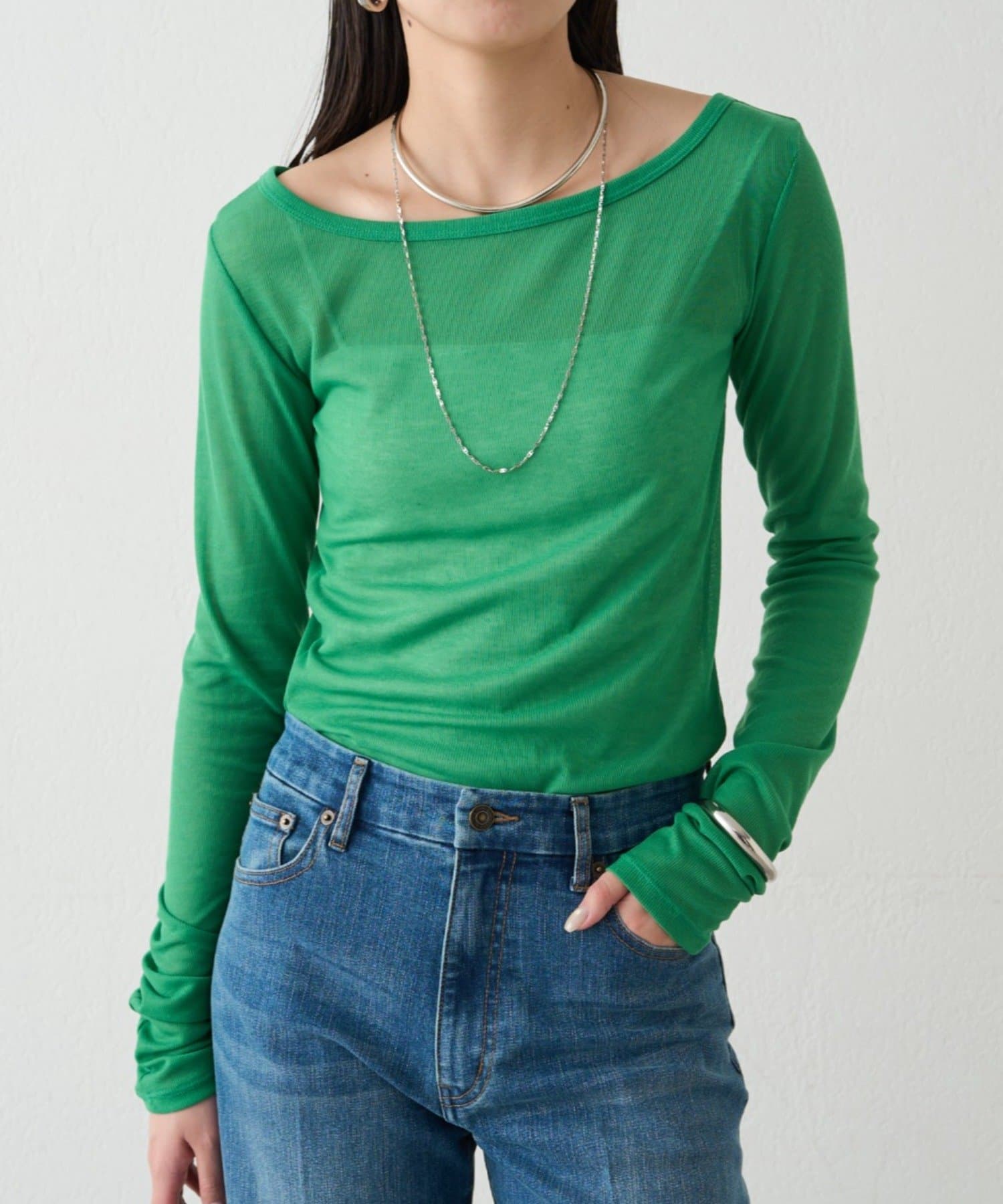 LOUNGEDRESS(ラウンジドレス) ラウンドシアーカットソー