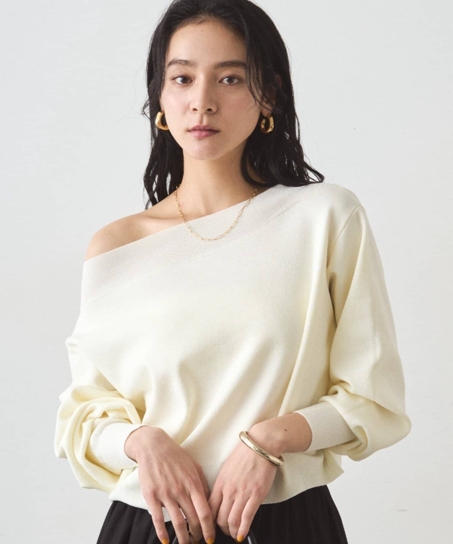 LOUNGEDRESS(ラウンジドレス) ジョーゼットオフショルニット