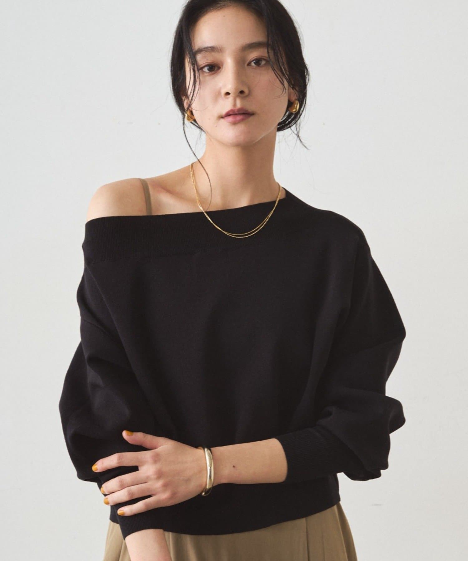 LOUNGEDRESS(ラウンジドレス) ジョーゼットオフショルニット