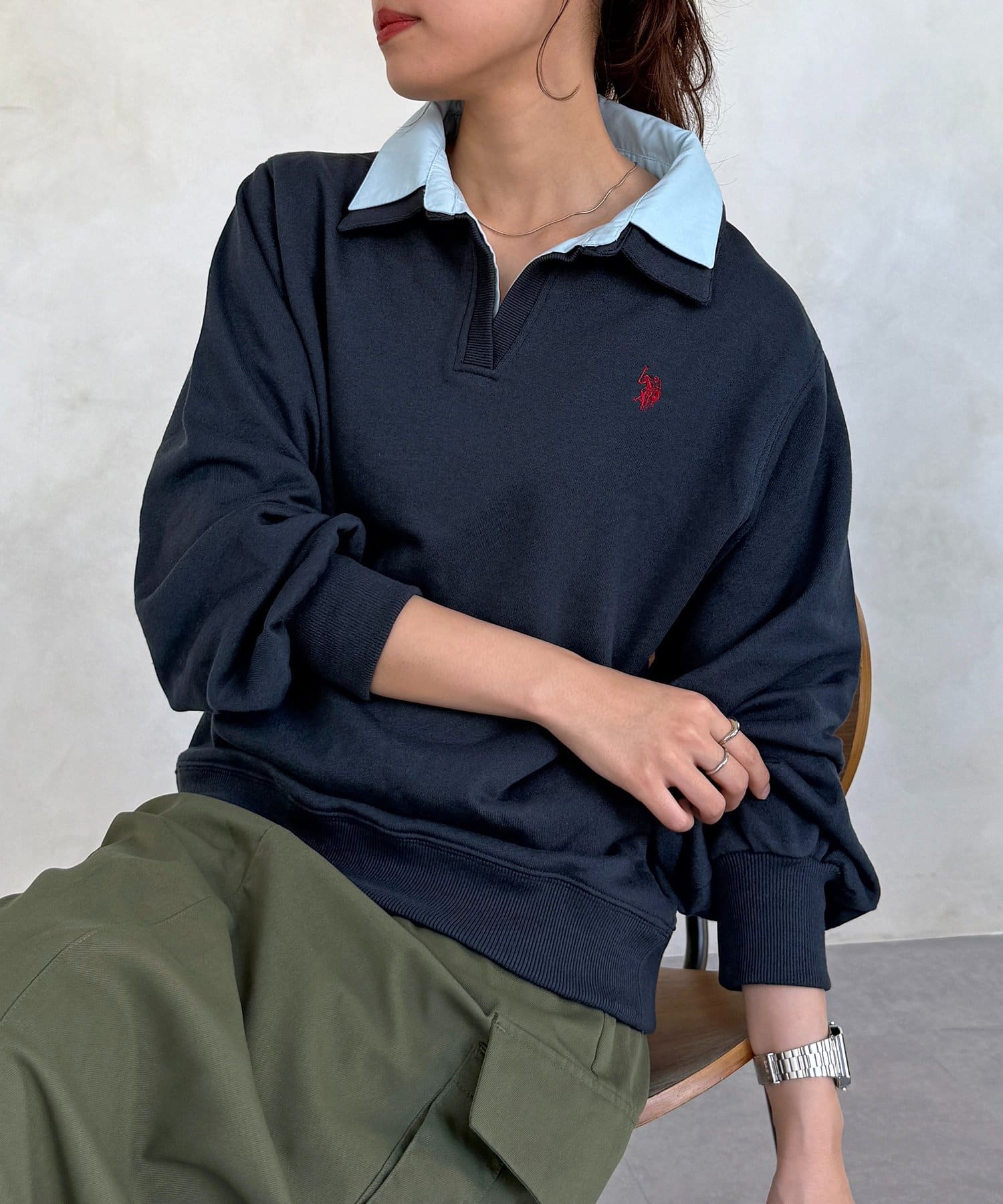 CPCM(シーピーシーエム) 【U.S. POLO ASSN.】レイヤード裏毛プルオーバー
