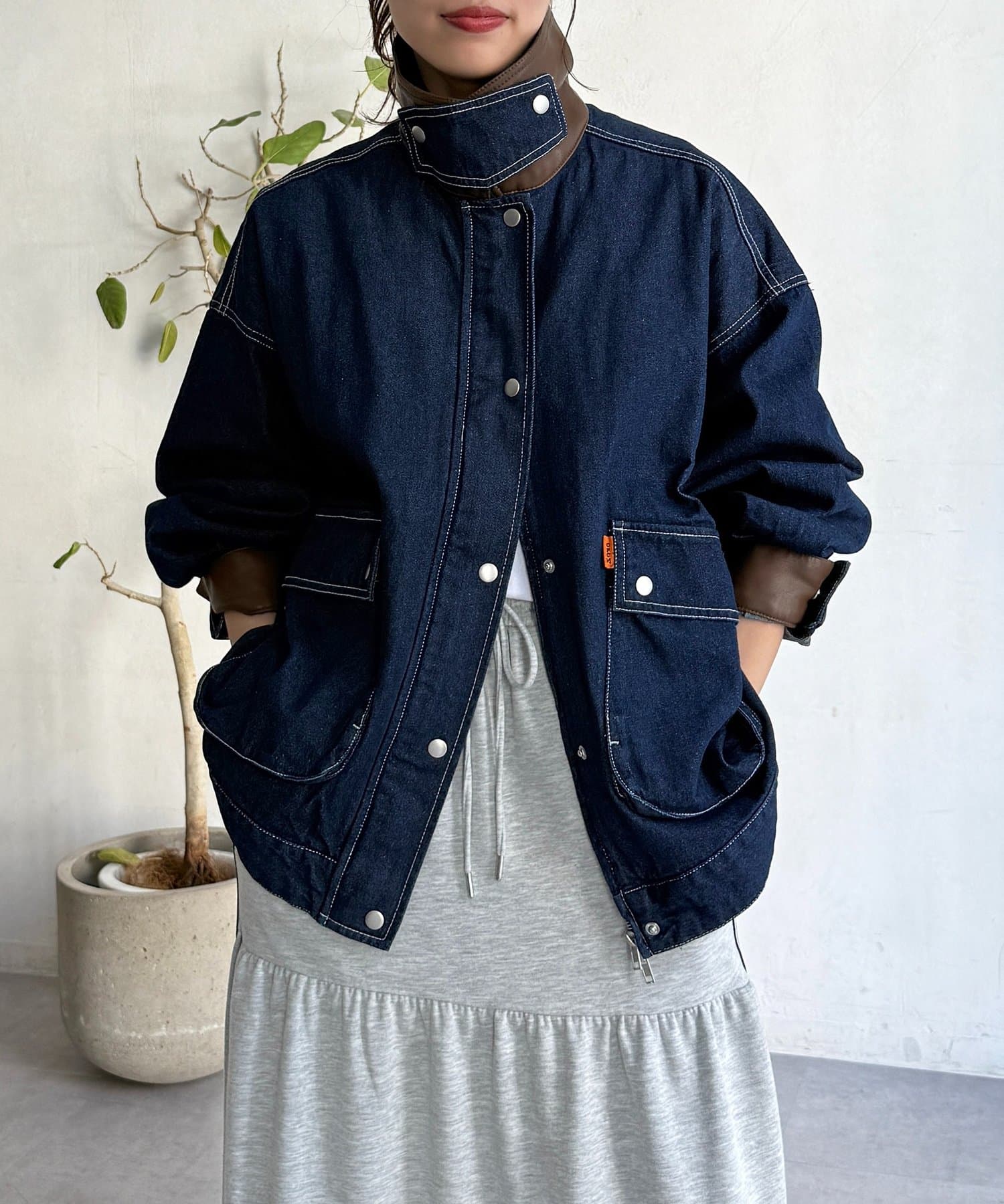 CPCM(シーピーシーエム) 襟配色ハンティングジャケット