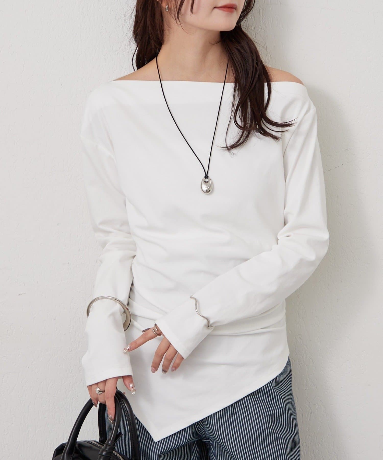 mystic(ミスティック) オフショルヘム カットソー