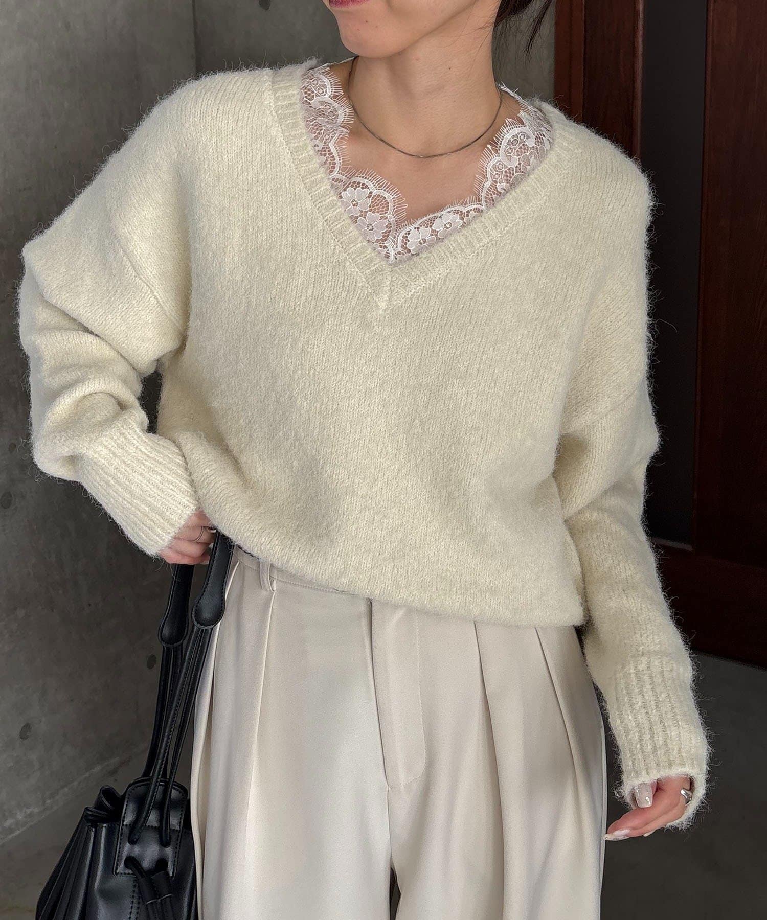 CAPRICIEUX LE'MAGE(カプリシュレマージュ) レーストリミングニット