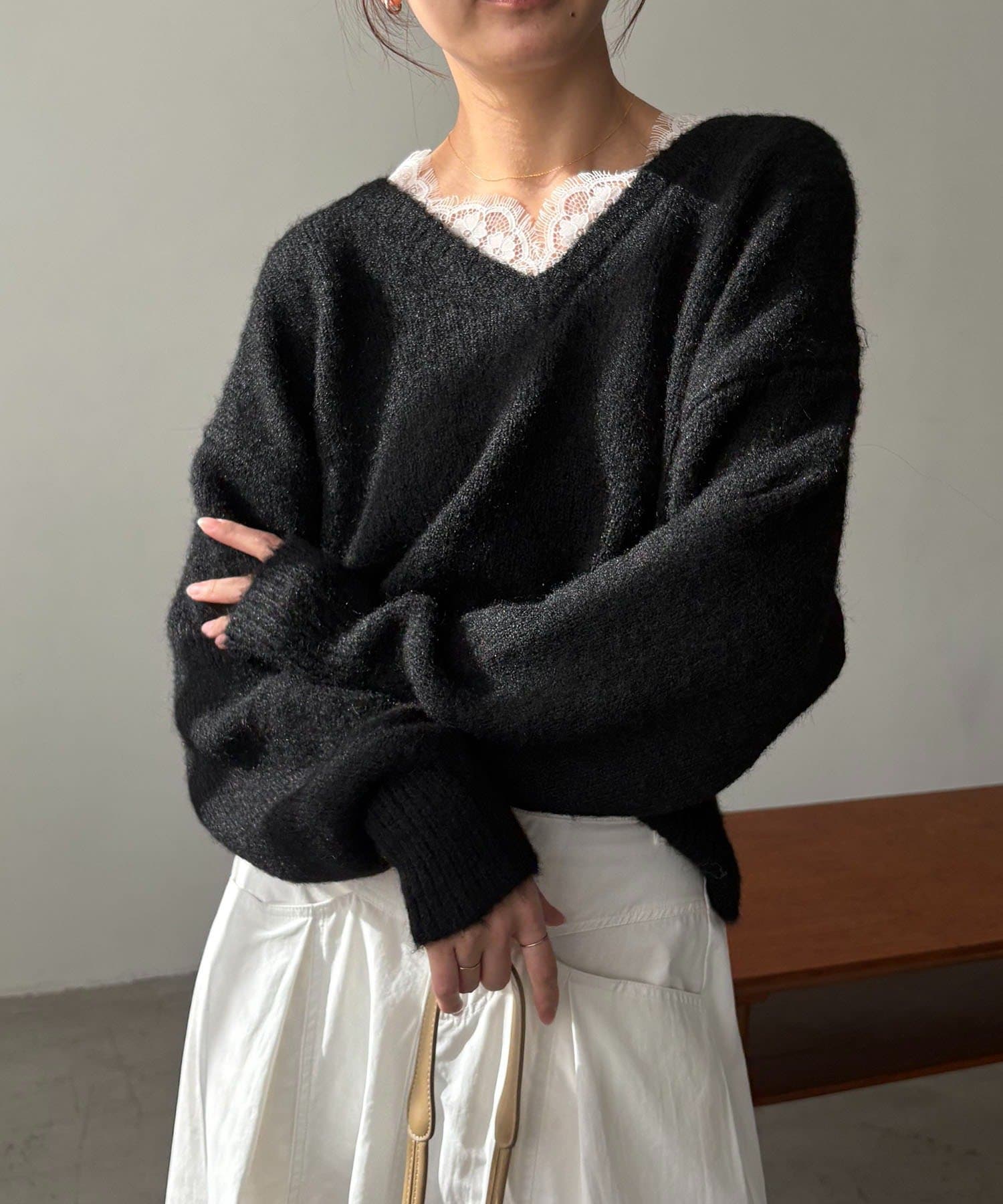 CAPRICIEUX LE'MAGE(カプリシュレマージュ) レーストリミングニット