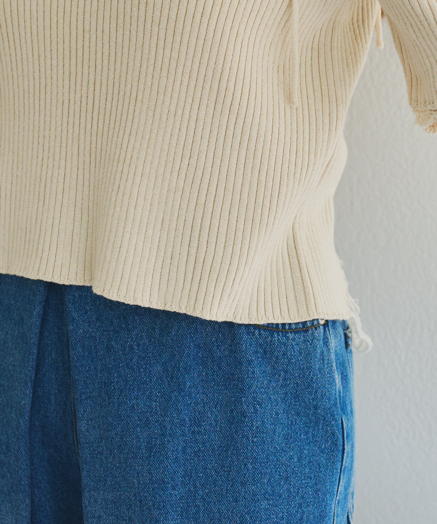 OUTLET(アウトレット) 【Kastane】ダメージクロシェリブ半袖ニット