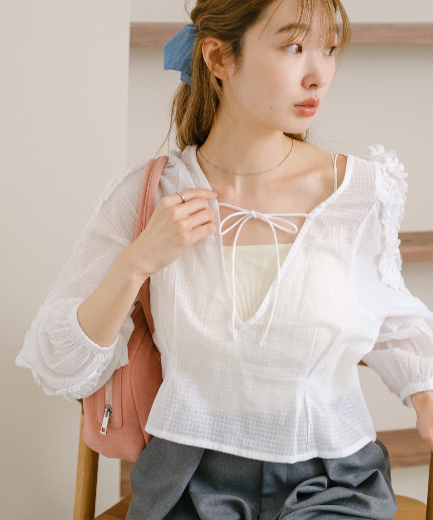 OUTLET(アウトレット) 【Kastane】インド綿フリルブラウス