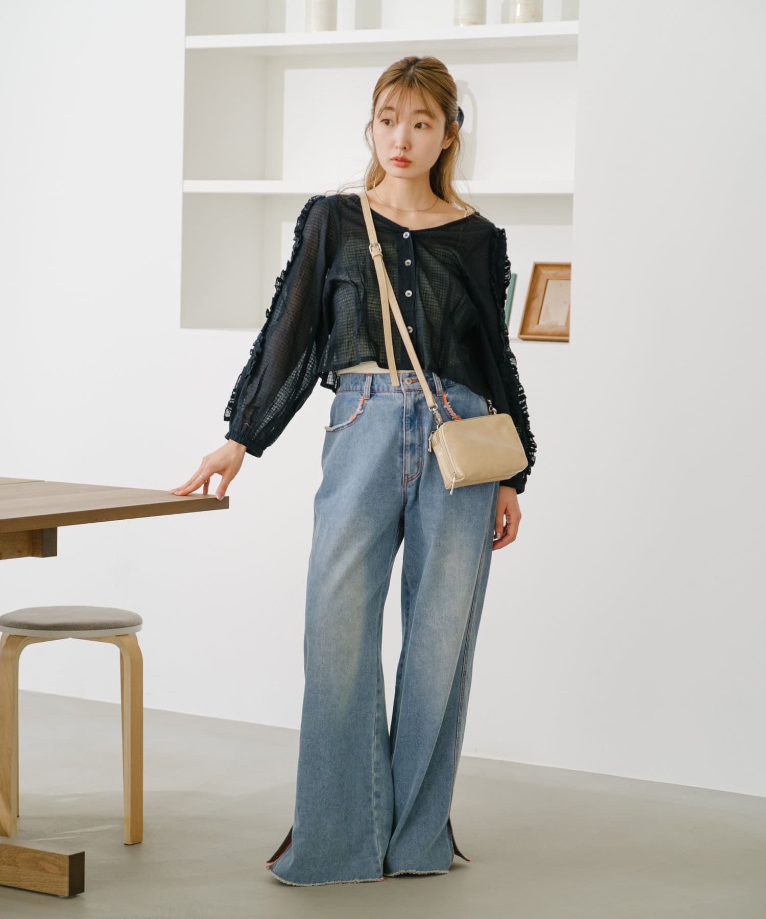 OUTLET(アウトレット) 【Kastane】インド綿フリルブラウス