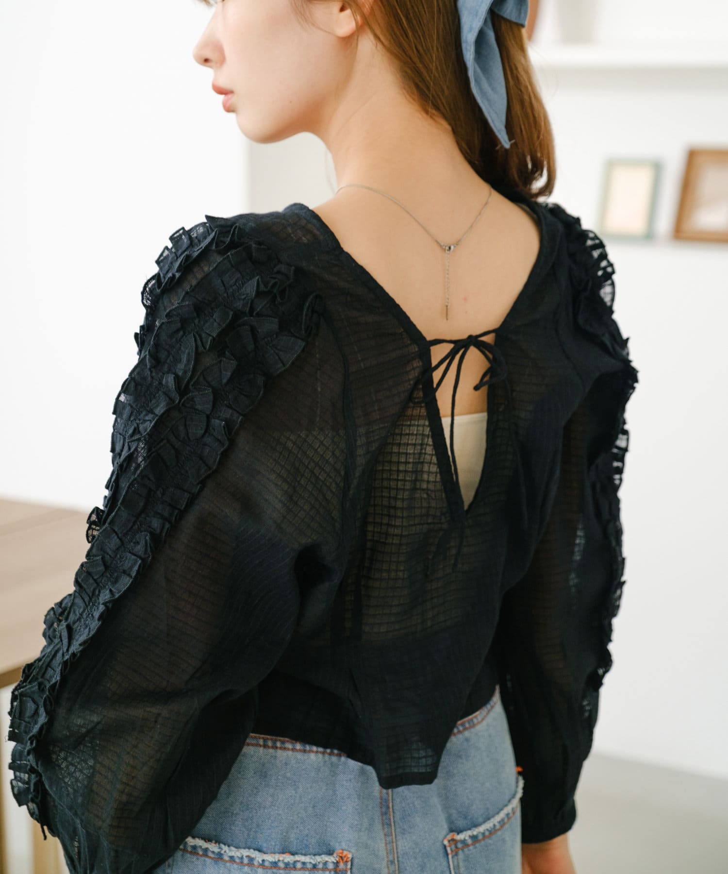 OUTLET(アウトレット) 【Kastane】インド綿フリルブラウス