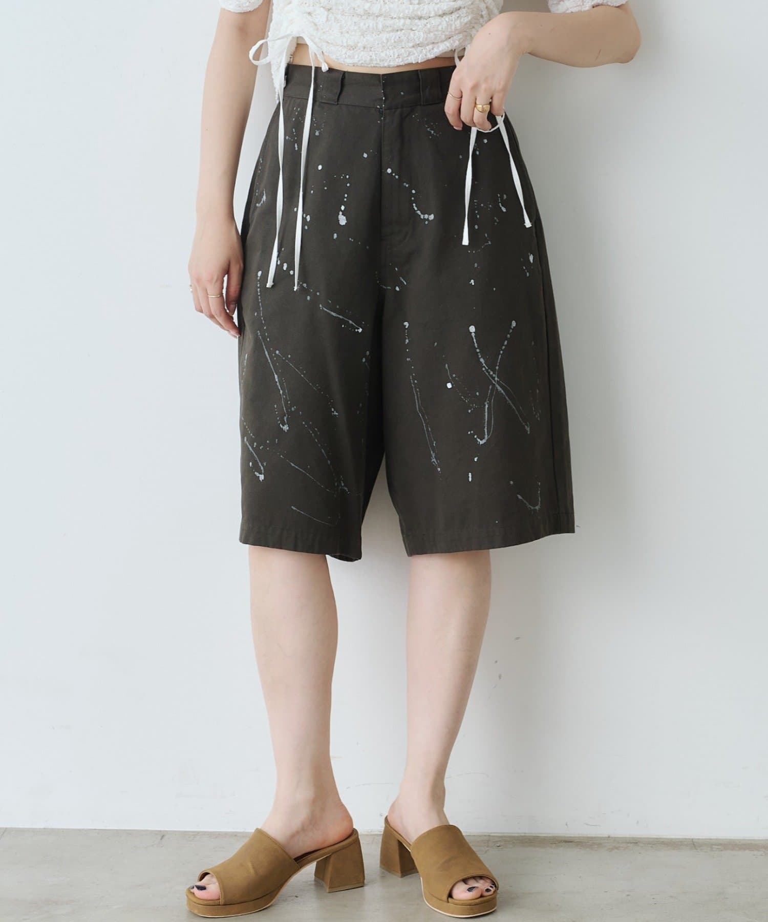 OUTLET(アウトレット) 【Kastane】ハンドぺインティングコットンツイルショーツ⋆