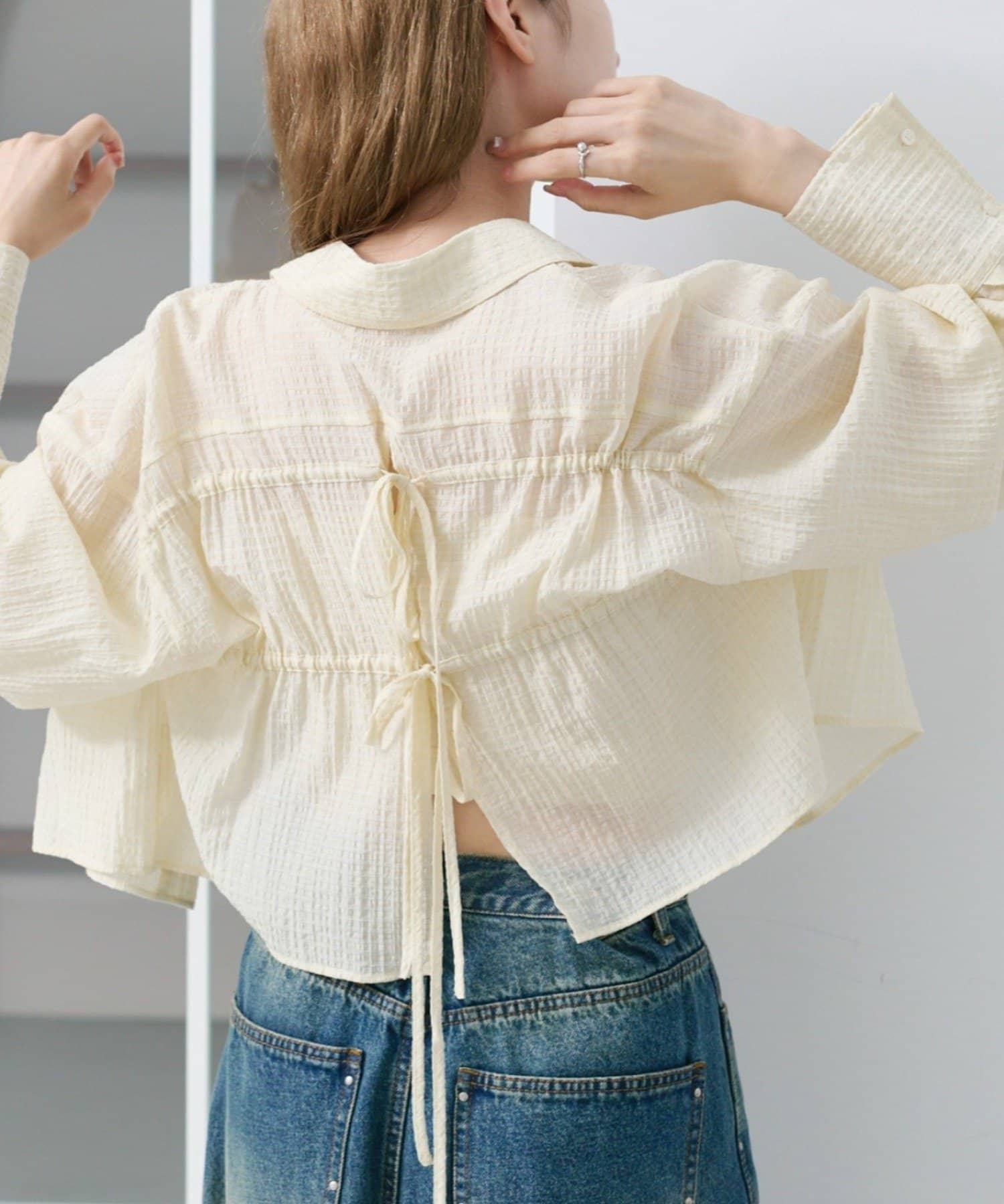 OUTLET(アウトレット) レディース 【Kastane】ギンガムバックリボンシャツ アイボリー