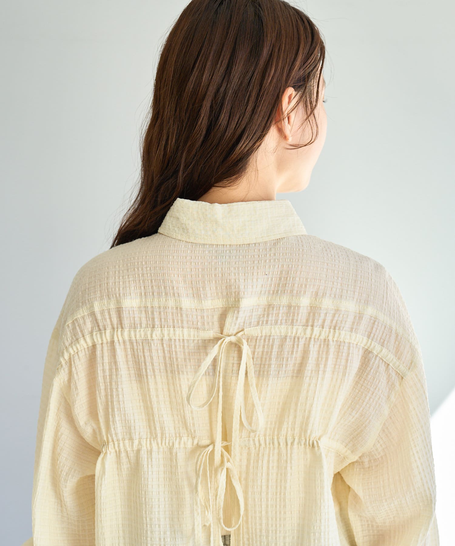 OUTLET(アウトレット) 【Kastane】ギンガムバックリボンシャツ