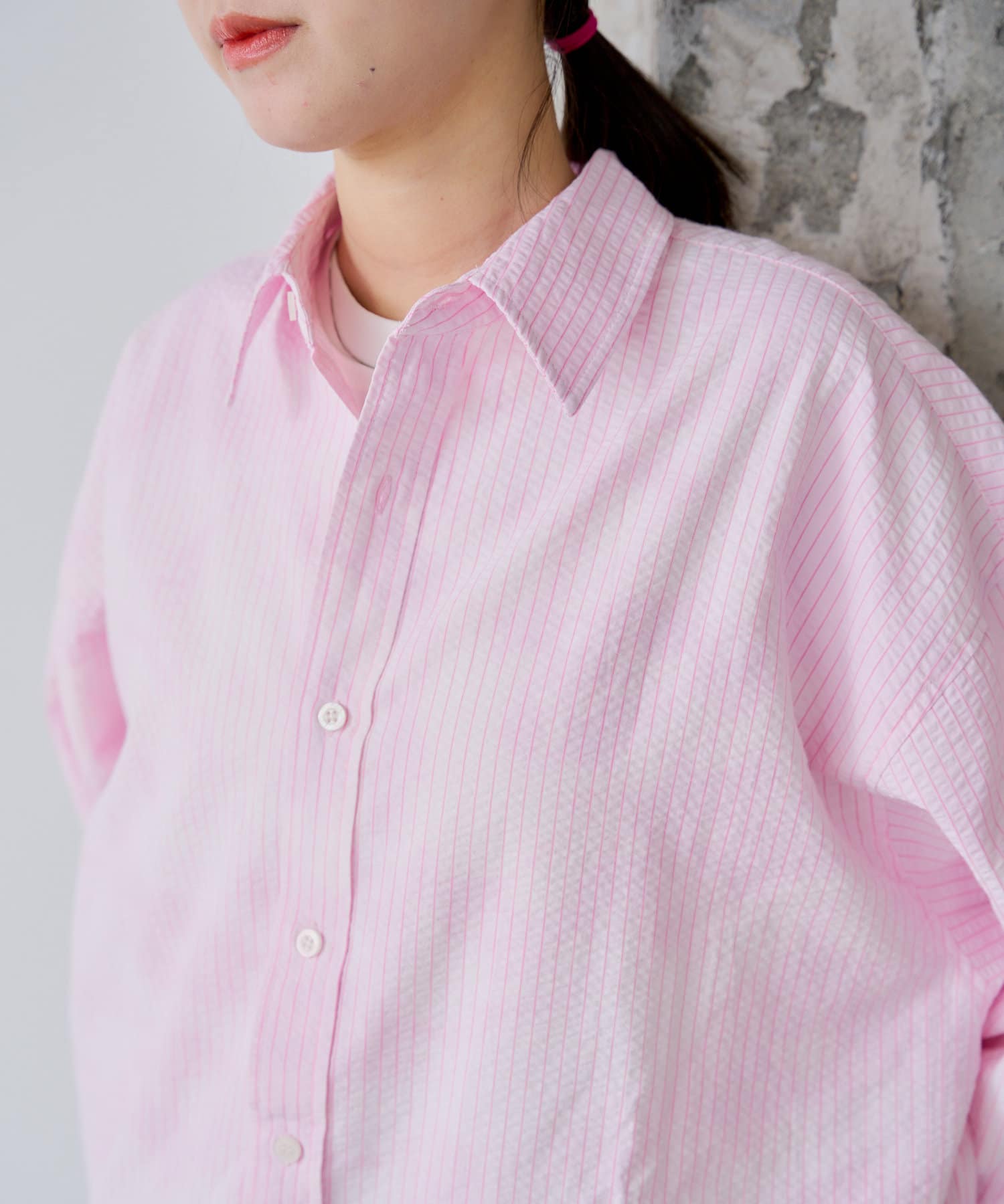 OUTLET(アウトレット) 【Kastane】ブリーチシアサッカーストライプシャツ