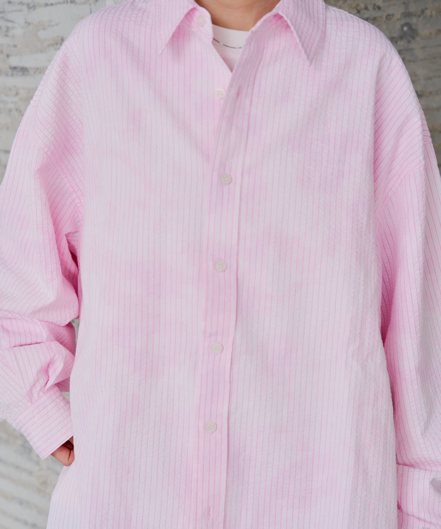 OUTLET(アウトレット) 【Kastane】ブリーチシアサッカーストライプシャツ