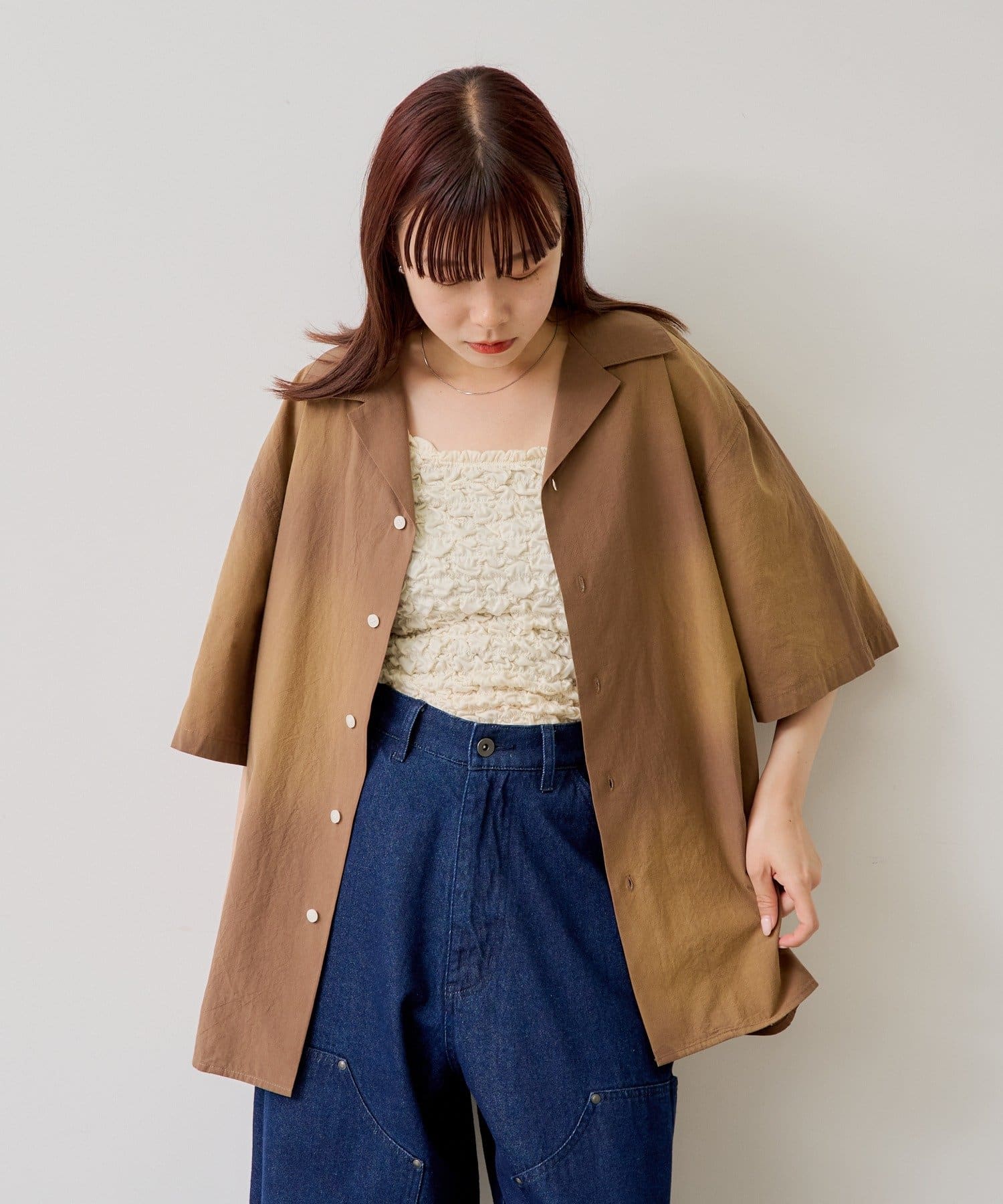 OUTLET(アウトレット) 【Kastane】サンフェードオープンカラーシャツ