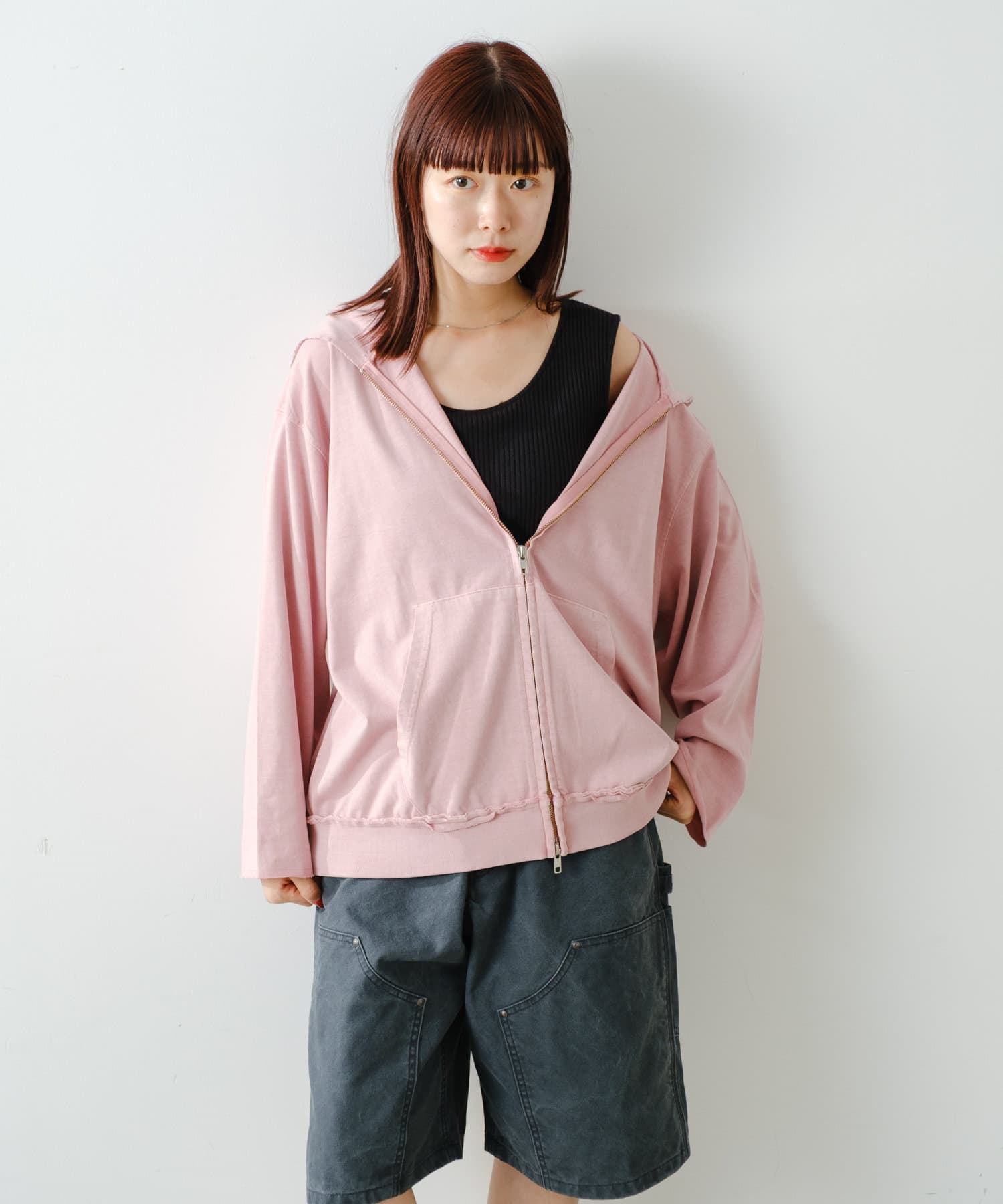 OUTLET(アウトレット) 【Kastane】ピグメントダイカットソージップパーカー