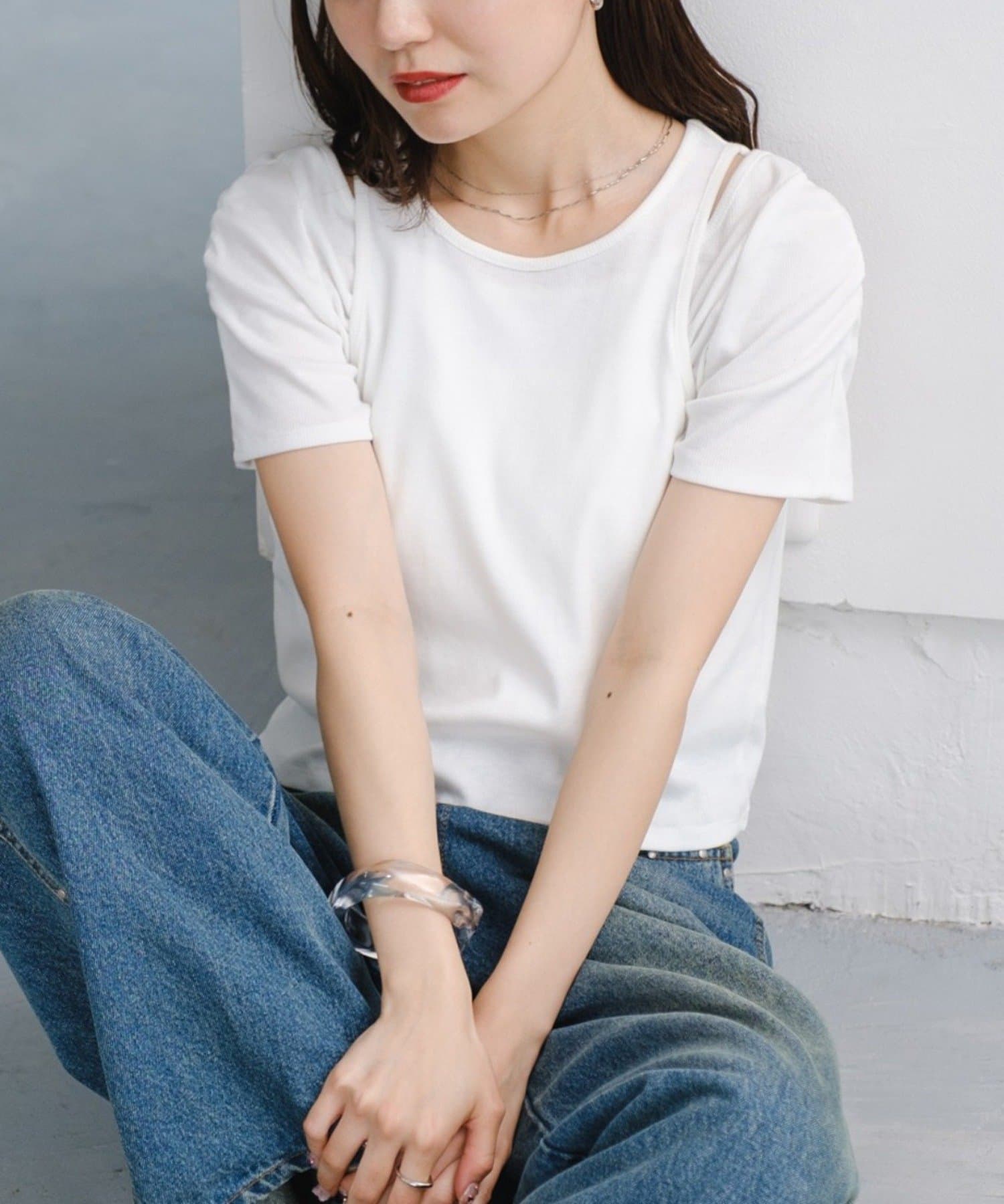 OUTLET(アウトレット) 【Kastane】リブレイヤードTEE