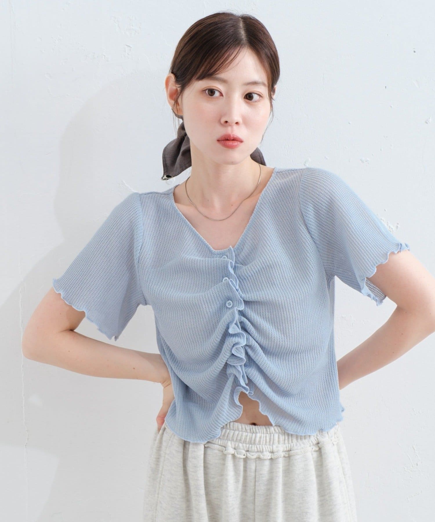 OUTLET(アウトレット) 【Kastane】フロントシャーリング半袖TEE