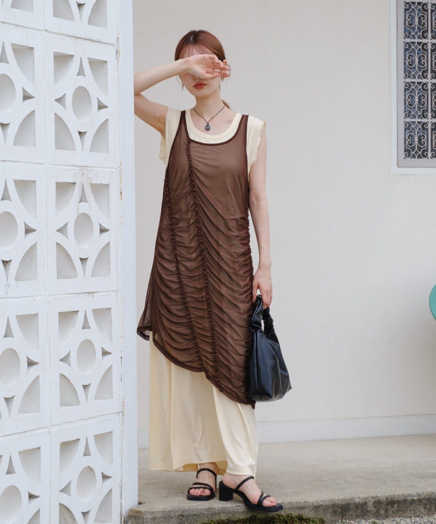 OUTLET(アウトレット) 【Kastane】シアーシャーリングワンピースSET