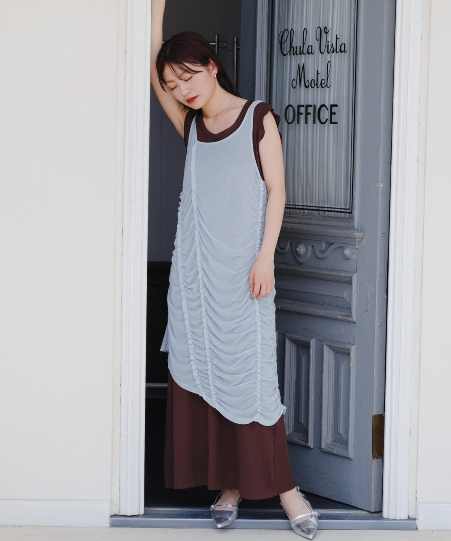 OUTLET(アウトレット) 【Kastane】シアーシャーリングワンピースSET