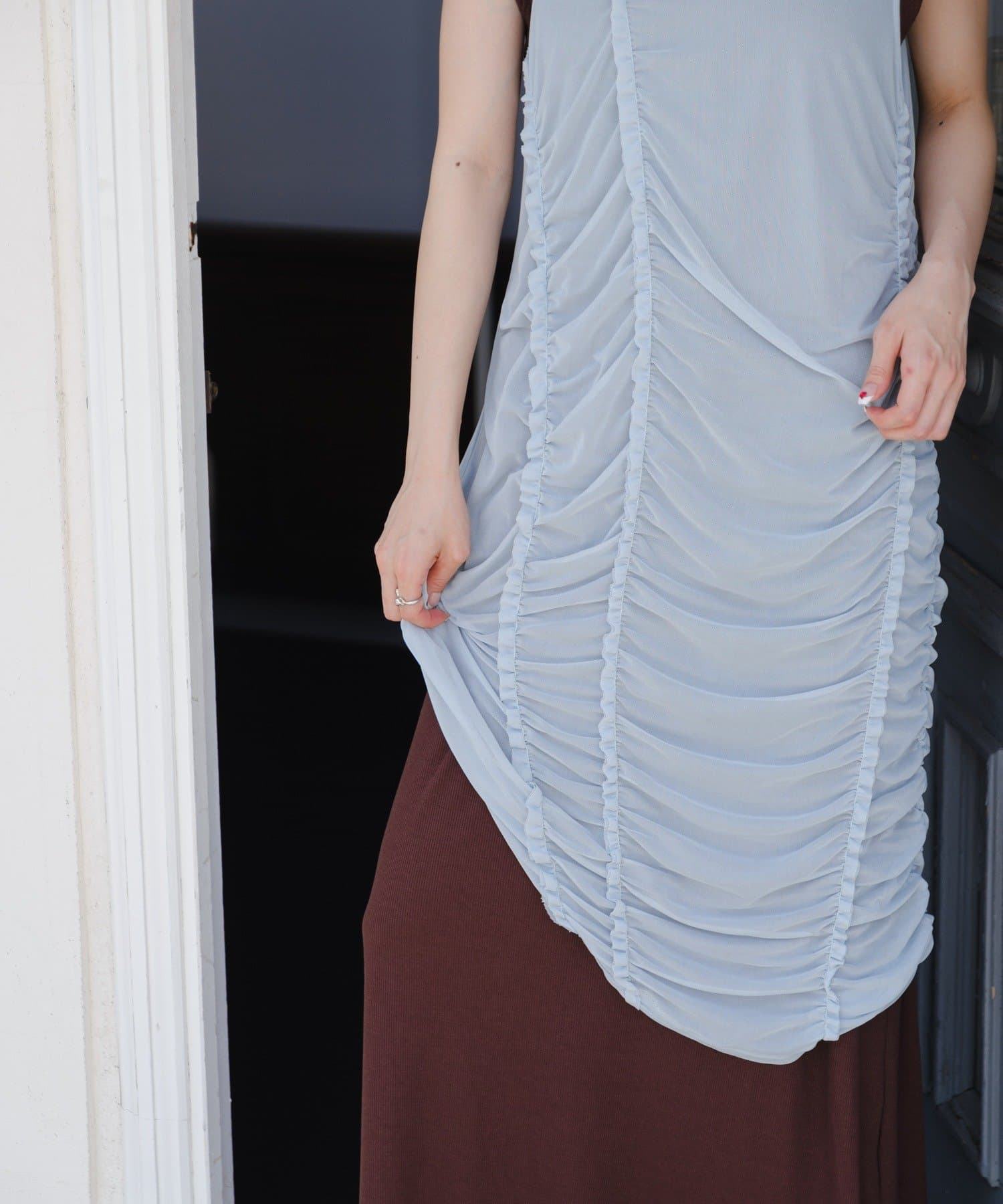 OUTLET(アウトレット) 【Kastane】シアーシャーリングワンピースSET