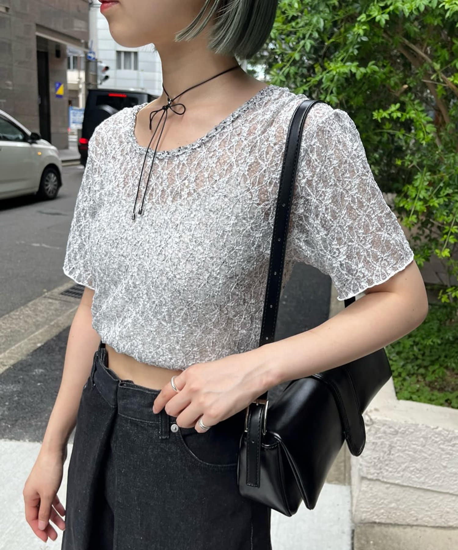 OUTLET(アウトレット) 【Kastane】レースフラワープリントTEE