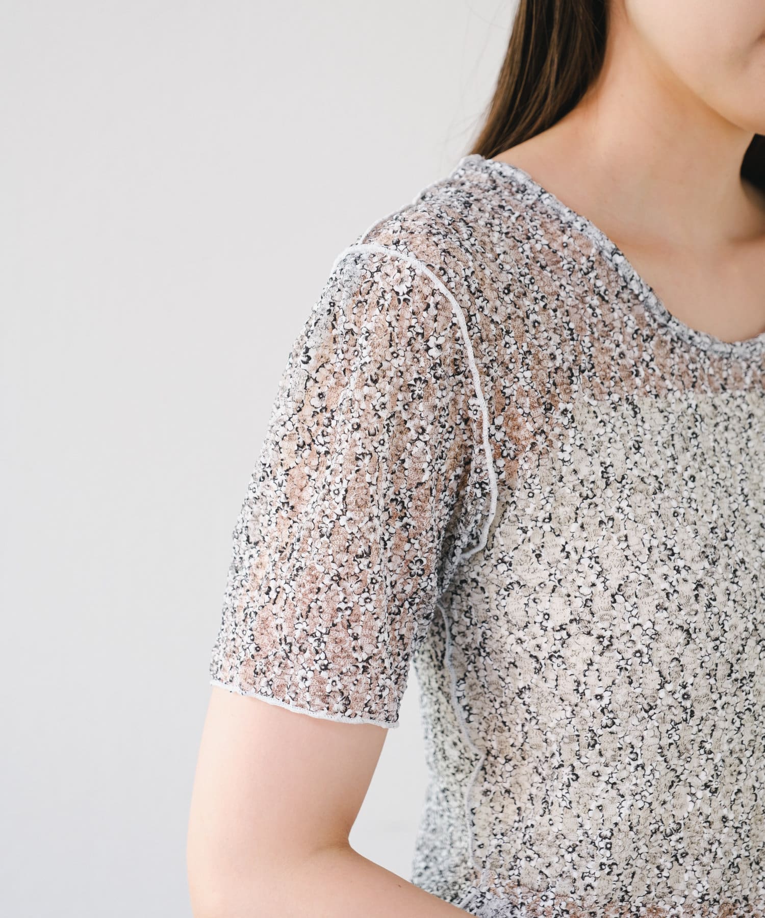 OUTLET(アウトレット) 【Kastane】レースフラワープリントTEE