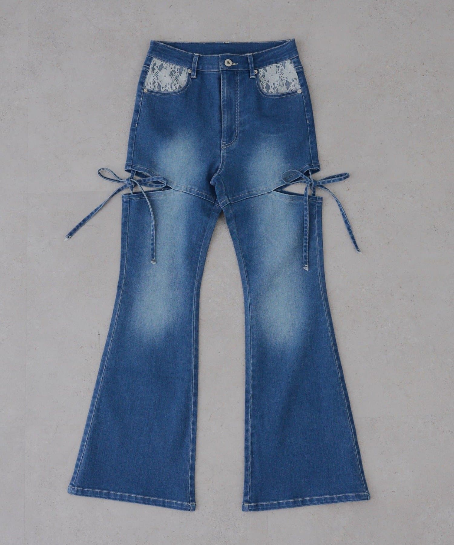 Remind me and forever(リマインドミーアンドフォーエバー) 【2026SS】リボン付サイドスリットフレアパンツ