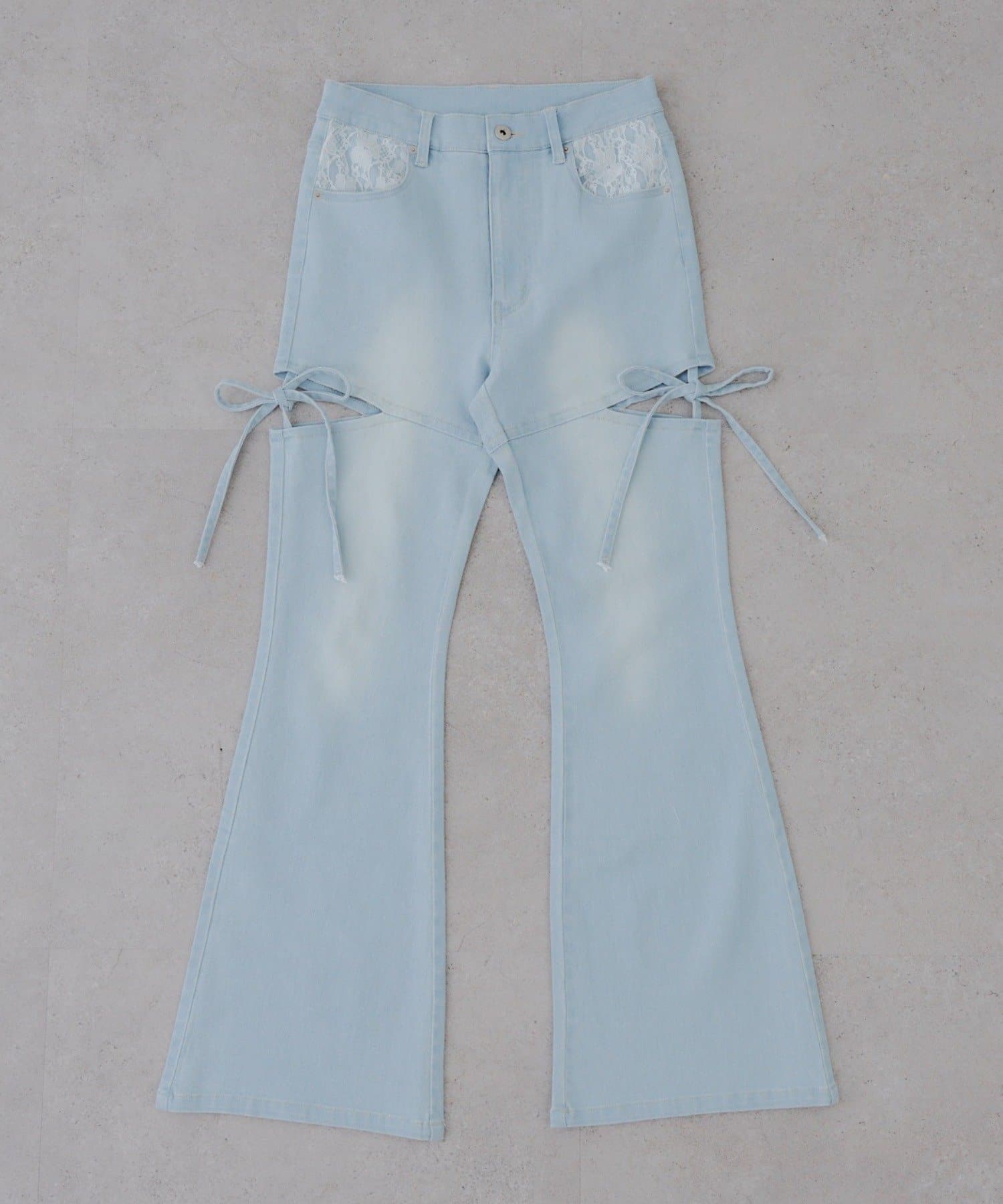 Remind me and forever(リマインドミーアンドフォーエバー) 【2026SS】リボン付サイドスリットフレアパンツ