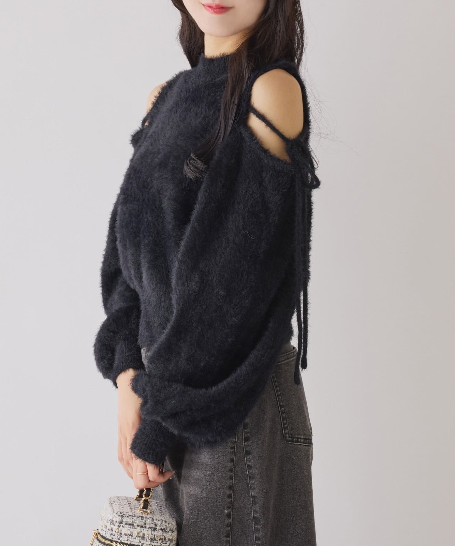 NICE CLAUP / OLIVE des OLIVE OUTLET(ナイスクラップ  / オリーブ デ オリーブ アウトレット) 【one after another】2way肩あきシャギーニット