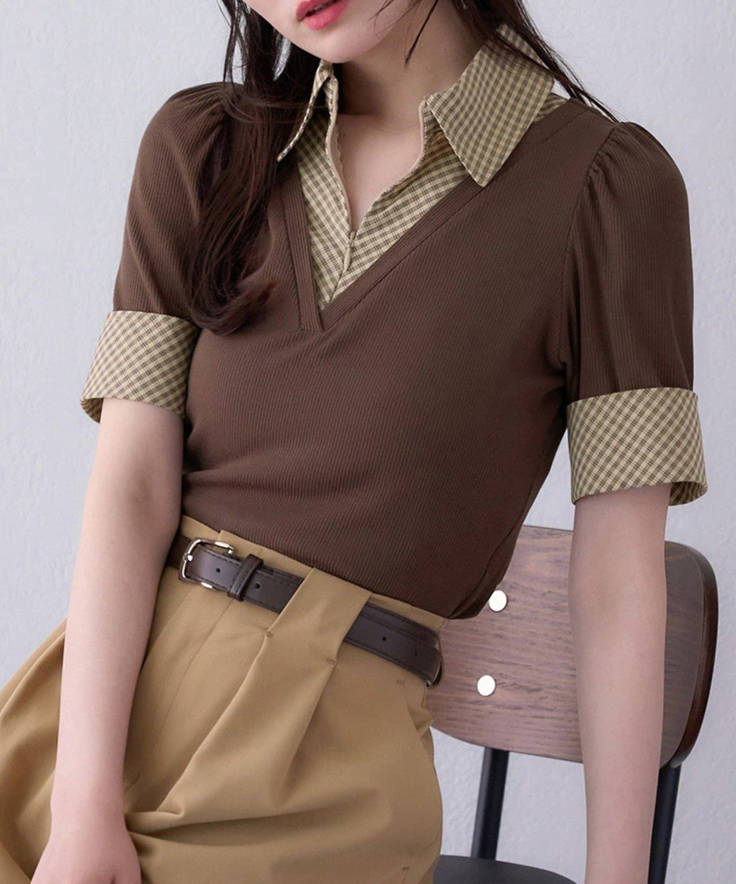 NICE CLAUP / OLIVE des OLIVE OUTLET(ナイスクラップ  / オリーブ デ オリーブ アウトレット) 【one after another】レイヤードチェックトップス