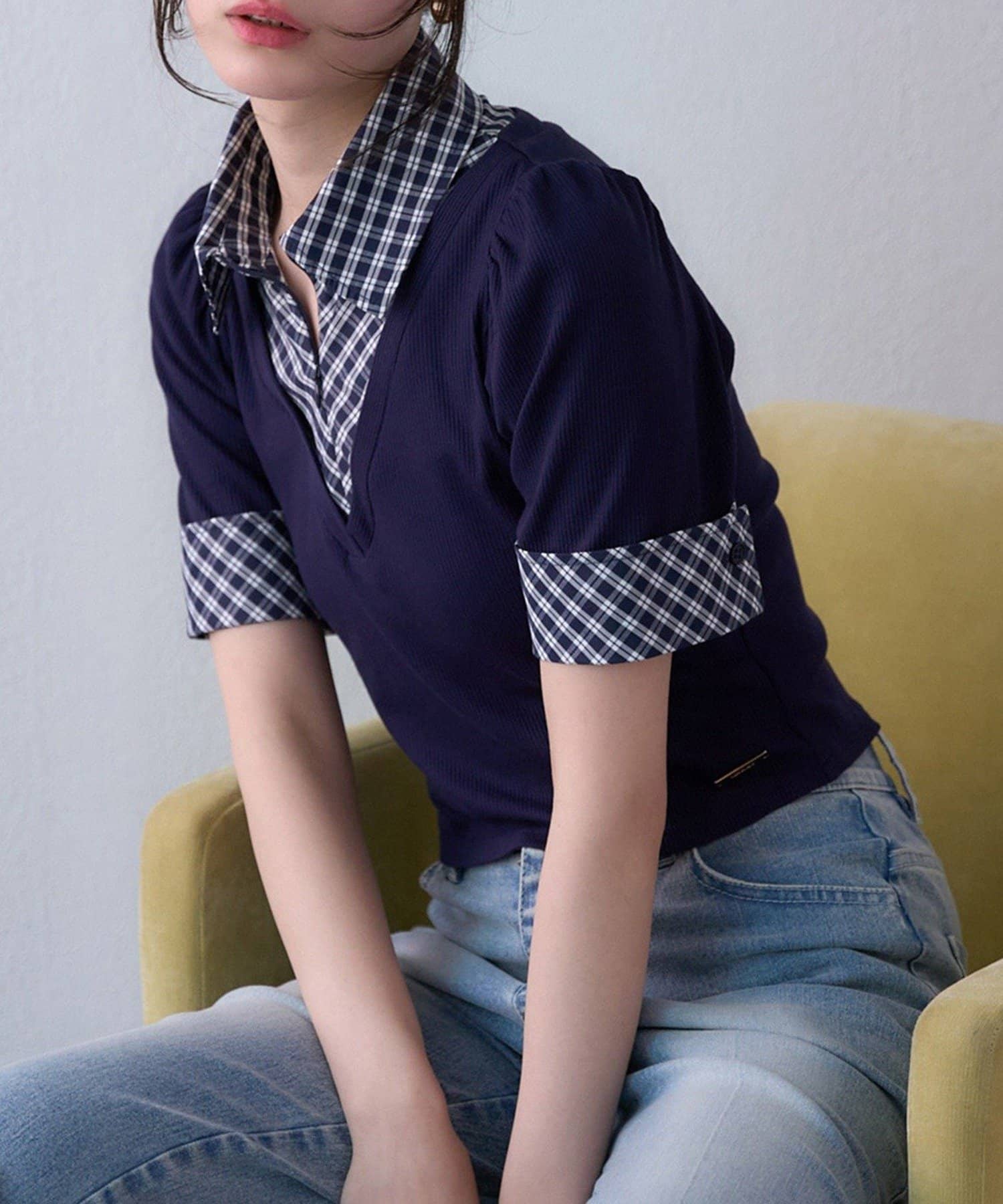 NICE CLAUP / OLIVE des OLIVE OUTLET(ナイスクラップ  / オリーブ デ オリーブ アウトレット) 【one after another】レイヤードチェックトップス