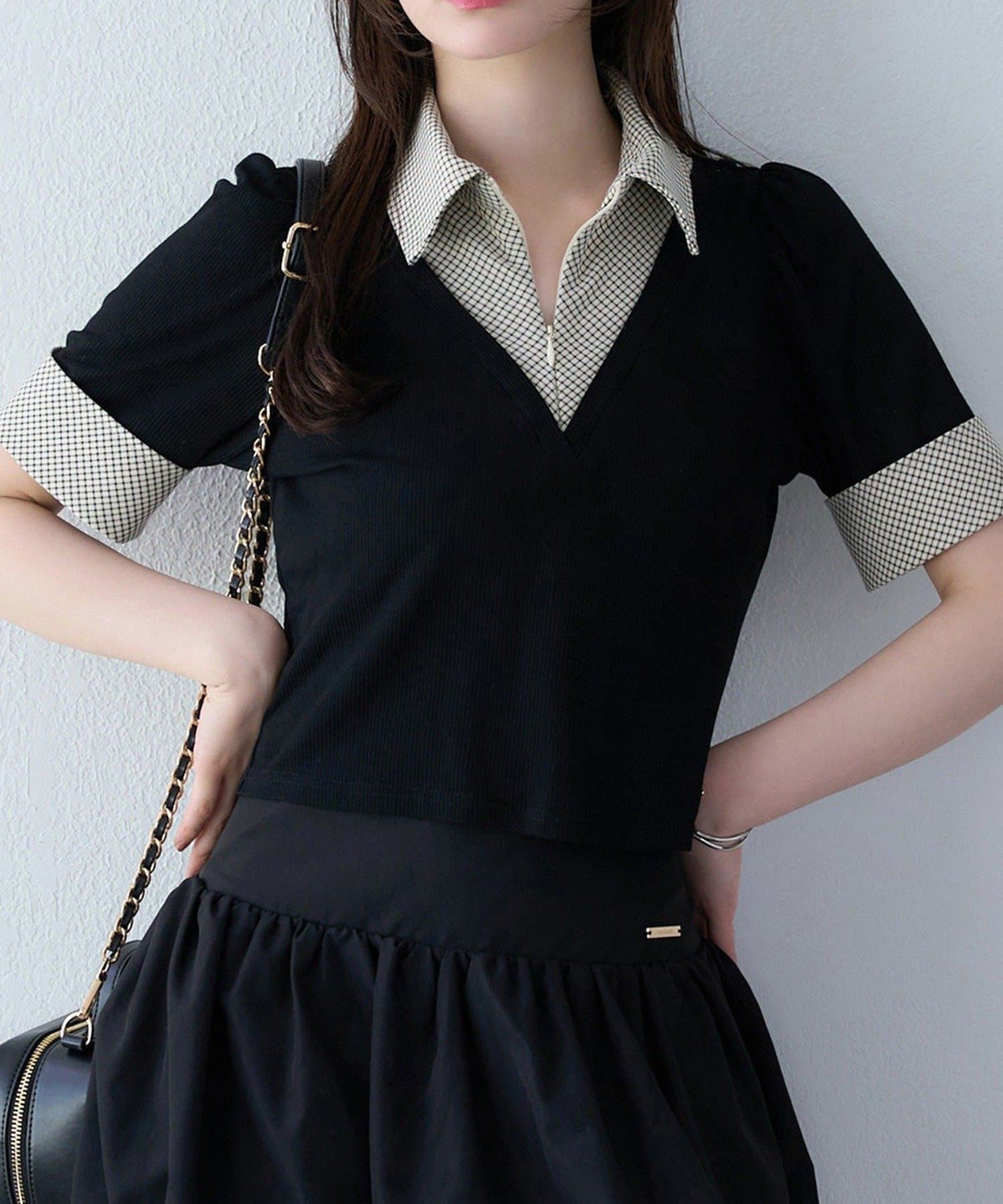 NICE CLAUP / OLIVE des OLIVE OUTLET(ナイスクラップ  / オリーブ デ オリーブ アウトレット) 【one after another】レイヤードチェックトップス