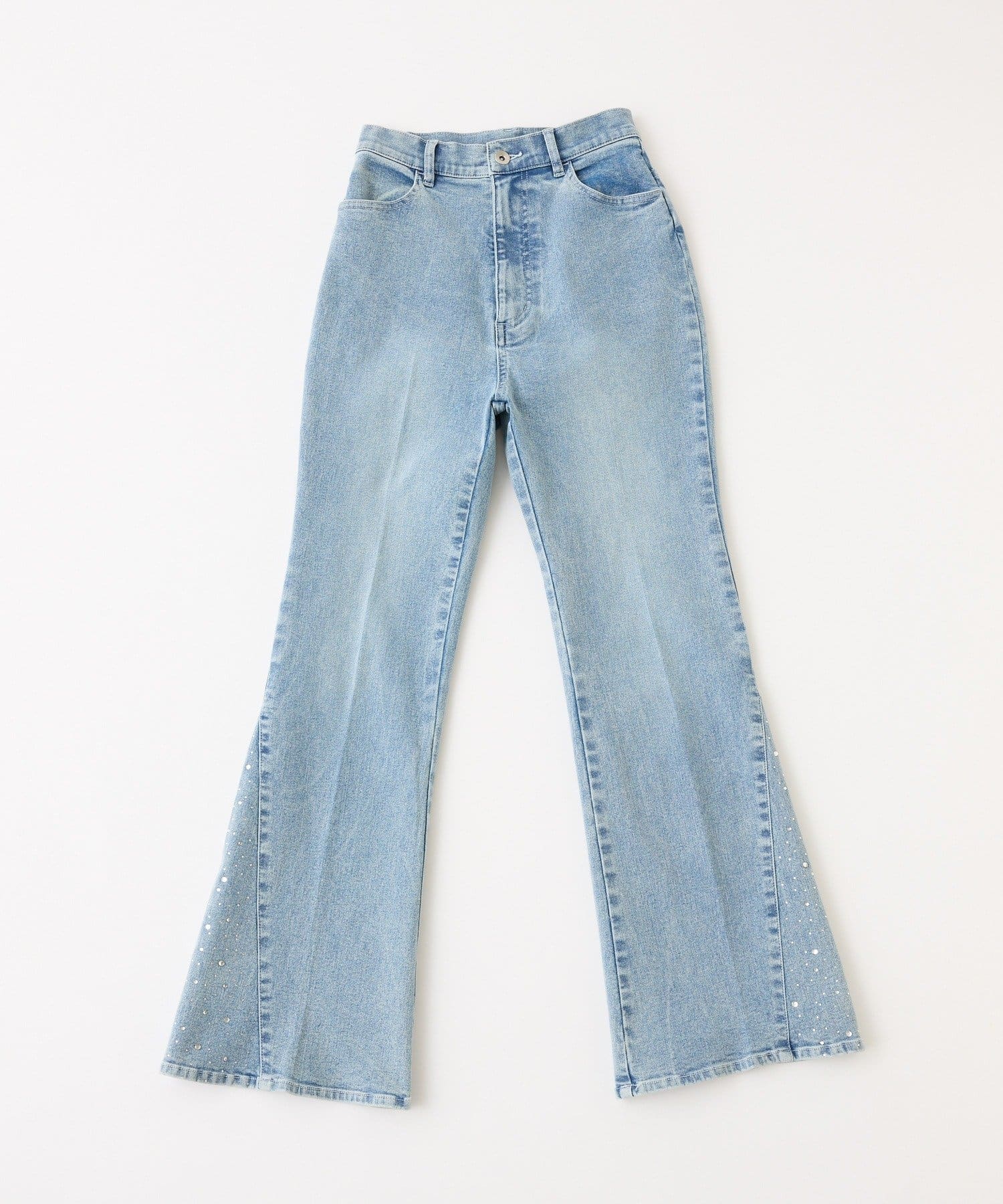 one after another NICE CLAUP(ワンアフターアナザー ナイスクラップ) サイドビジューフレアーデニム