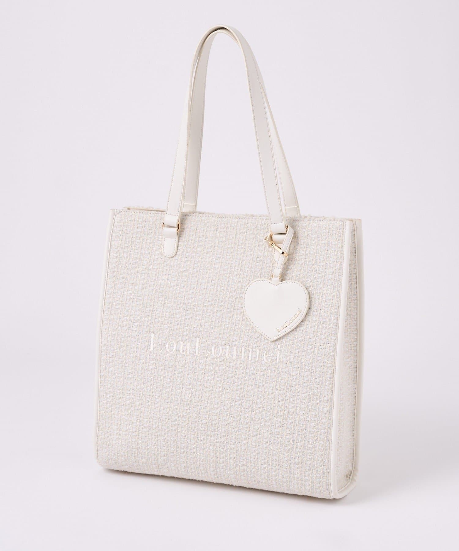 one after another NICE CLAUP(ワンアフターアナザー ナイスクラップ) レディース 【LouLoumei】ハートチャーム付きトートバッグ/自立可能/WEB限定 アイボリー