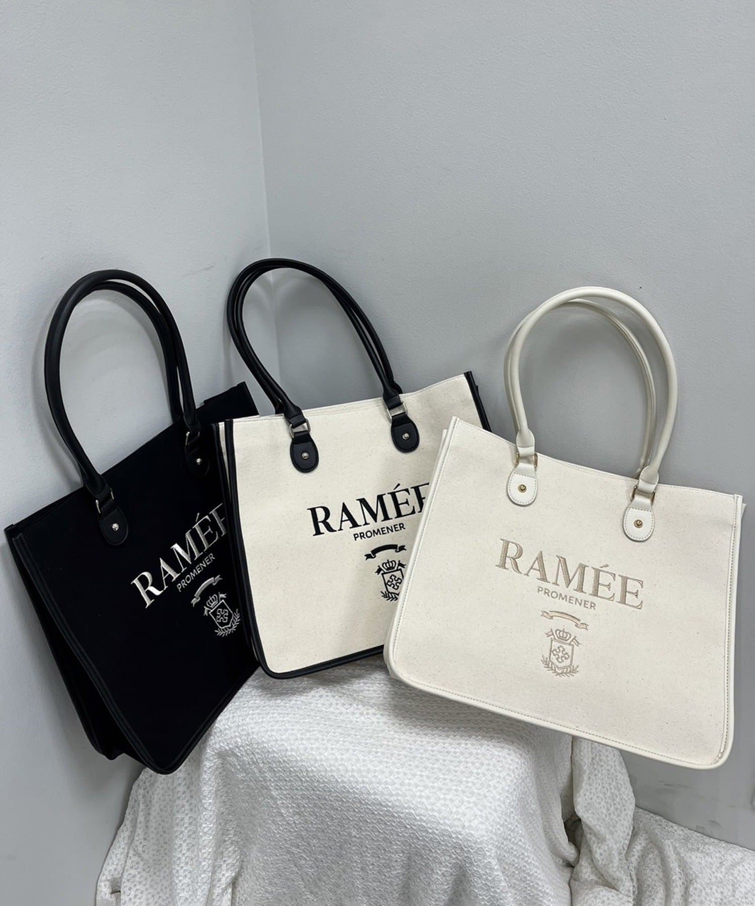 one after another NICE CLAUP(ワンアフターアナザー ナイスクラップ) 【WEB限定リバイバル】刺しゅう入りトリミングトートバック