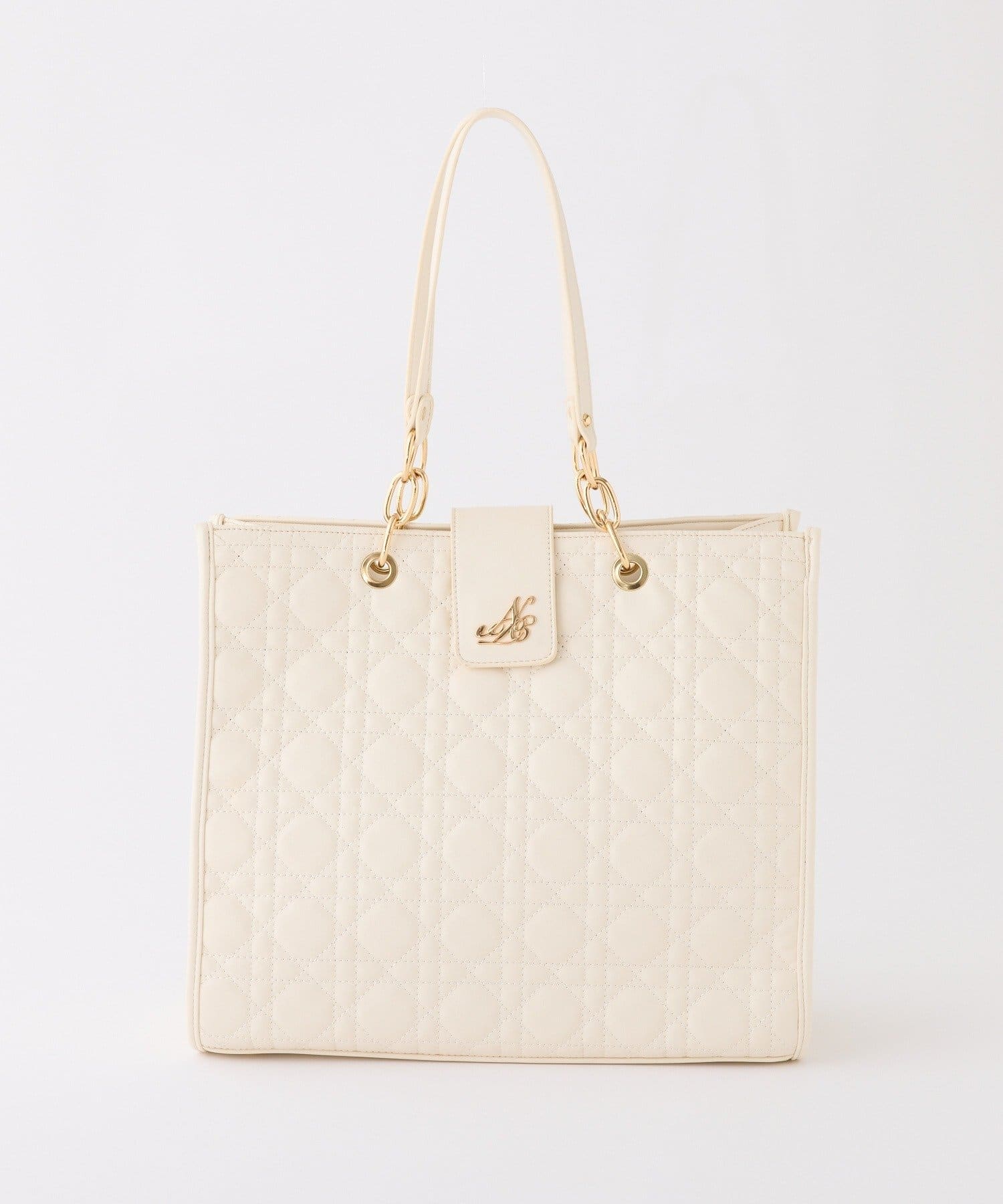 one after another NICE CLAUP(ワンアフターアナザー ナイスクラップ) 【WEB限定リバイバル】エンブレム付きキルティングキャリーオントート