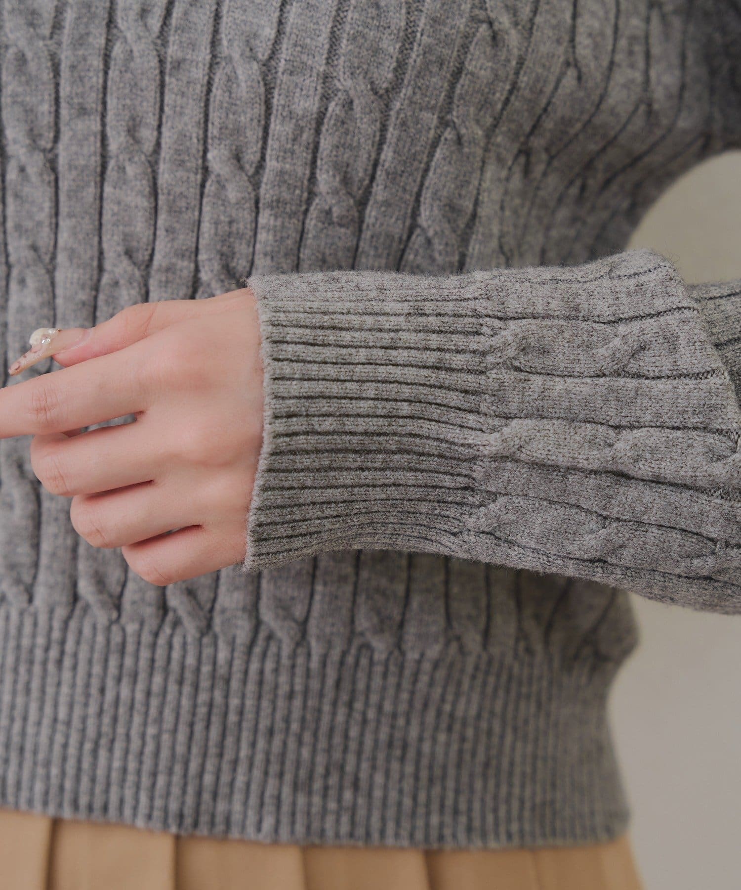 NICE CLAUP / OLIVE des OLIVE OUTLET(ナイスクラップ  / オリーブ デ オリーブ アウトレット) 【RMAF】2枚衿ケーブルポロニット