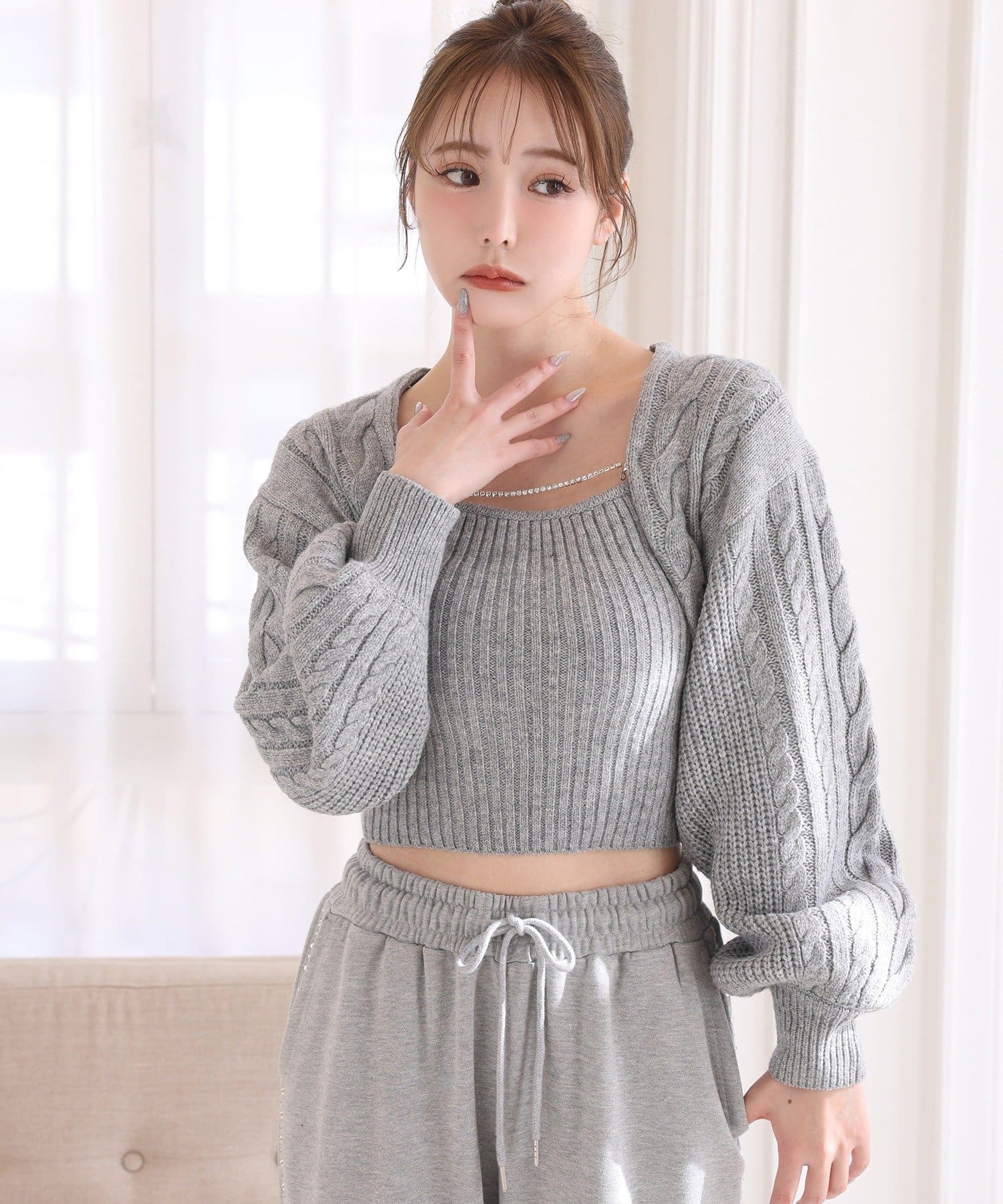 one after another NICE CLAUP(ワンアフターアナザー ナイスクラップ) ケーブルニットアンサンブル