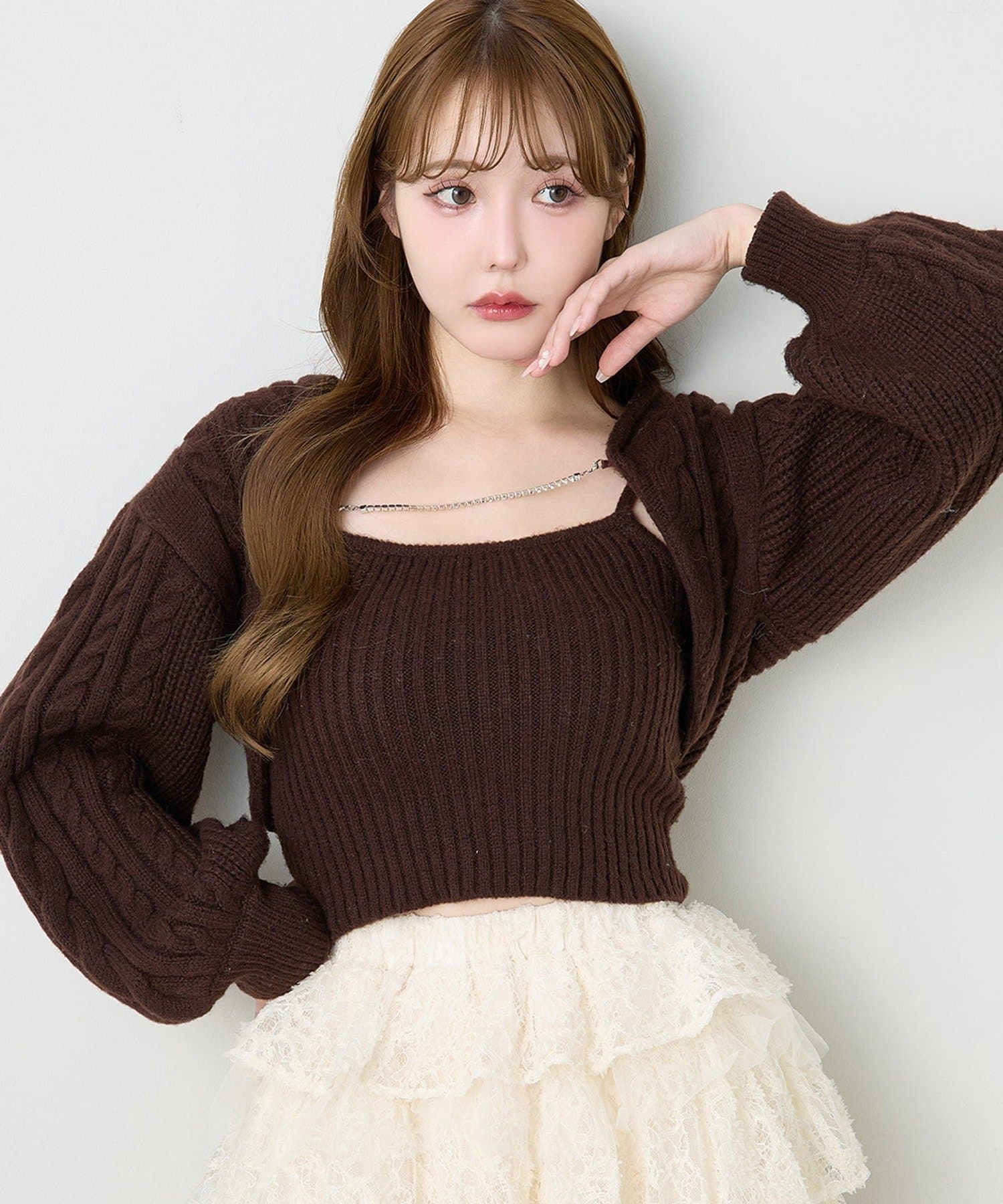 one after another NICE CLAUP(ワンアフターアナザー ナイスクラップ) ケーブルニットアンサンブル